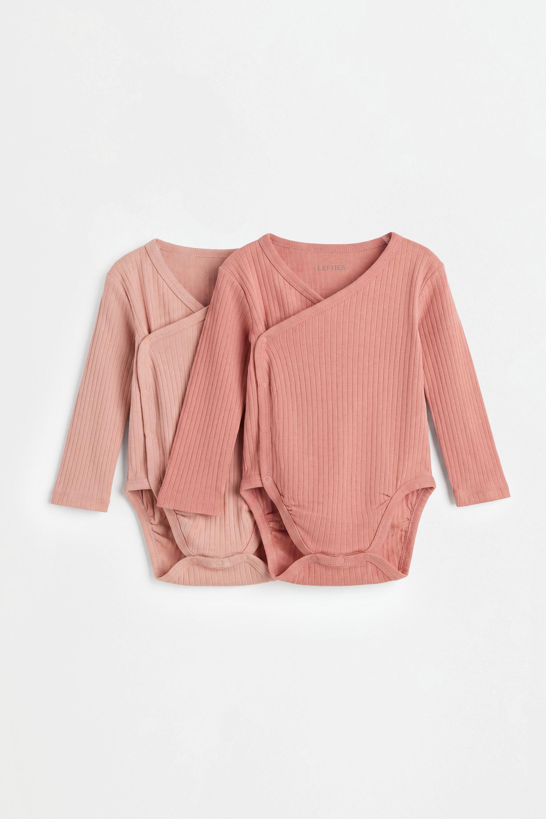 Pack of 2 ribbed kimono bodysuits — PINK