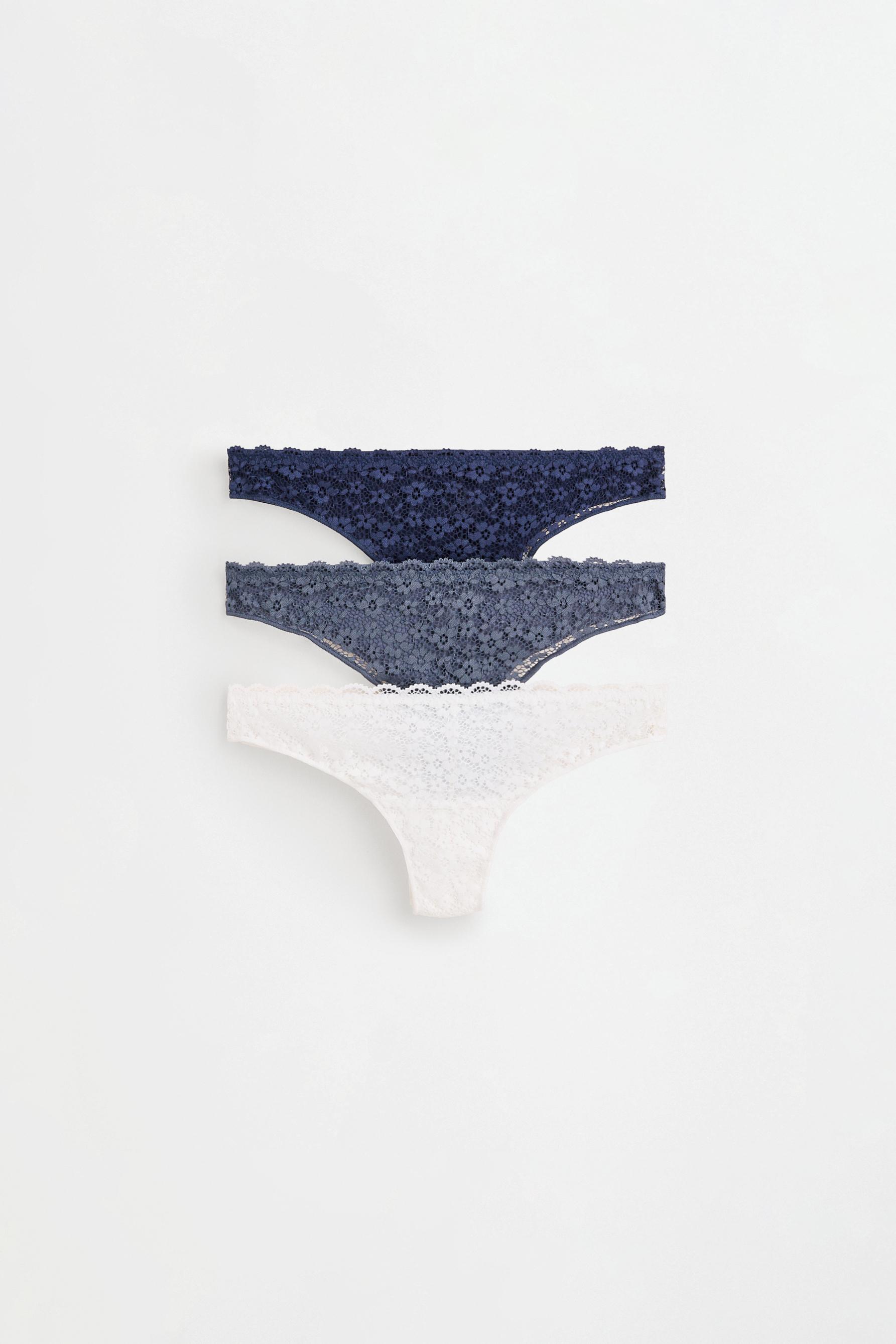 3-Pack of Brazilian lace briefs — BLUE/WHITE