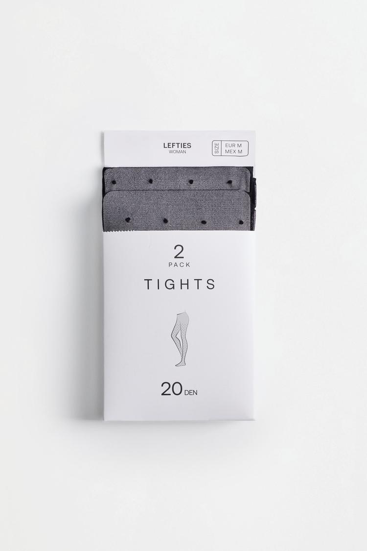 Pack of 2 pairs of 20 denier polka dot tights — BLACK