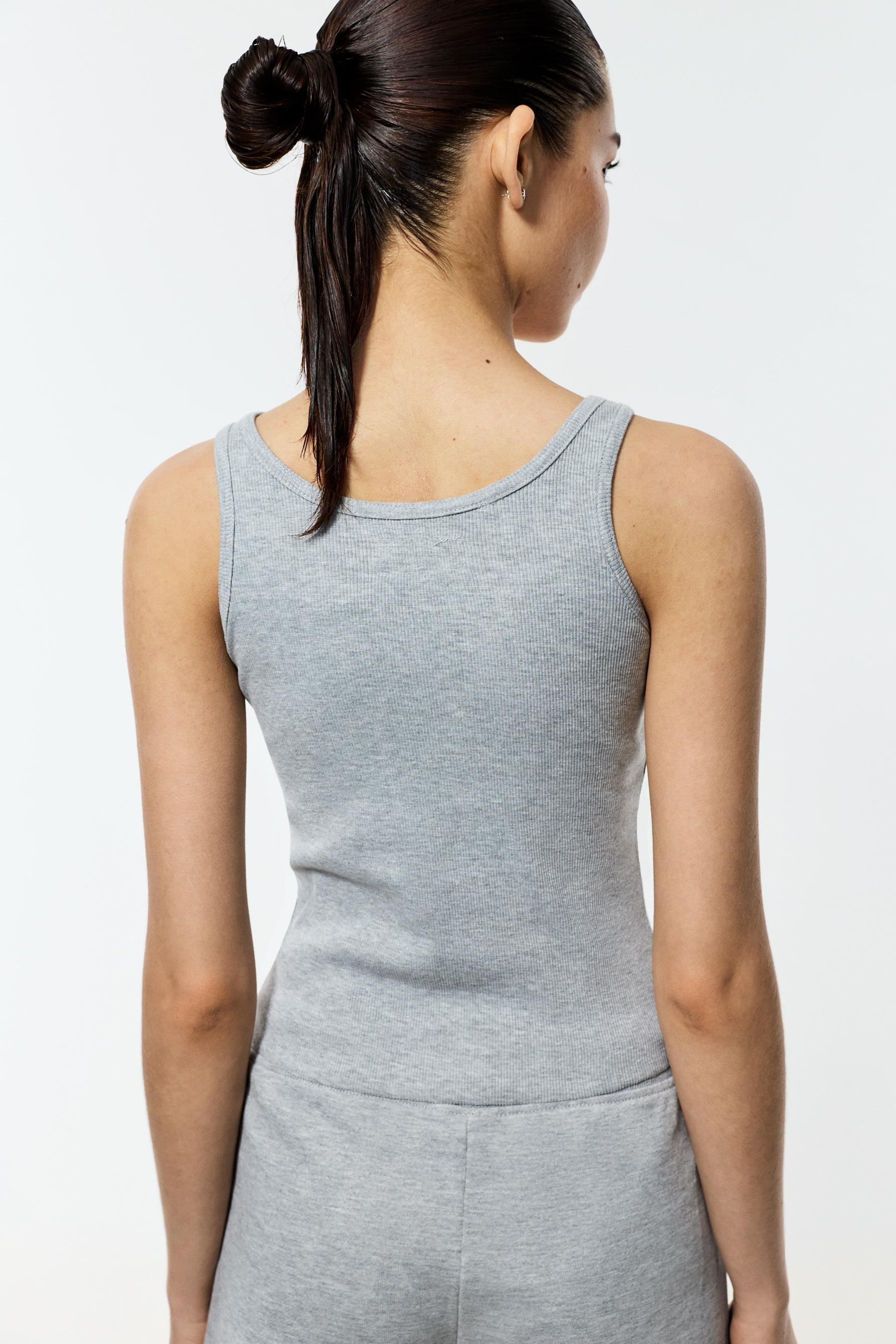 Printed rib top — GREY MARL