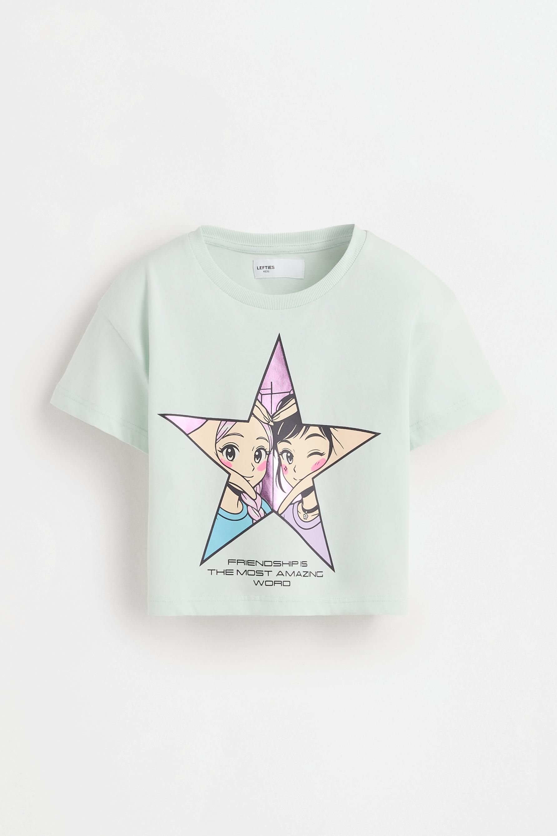 Metallic printed T-shirt — WATER BLUE