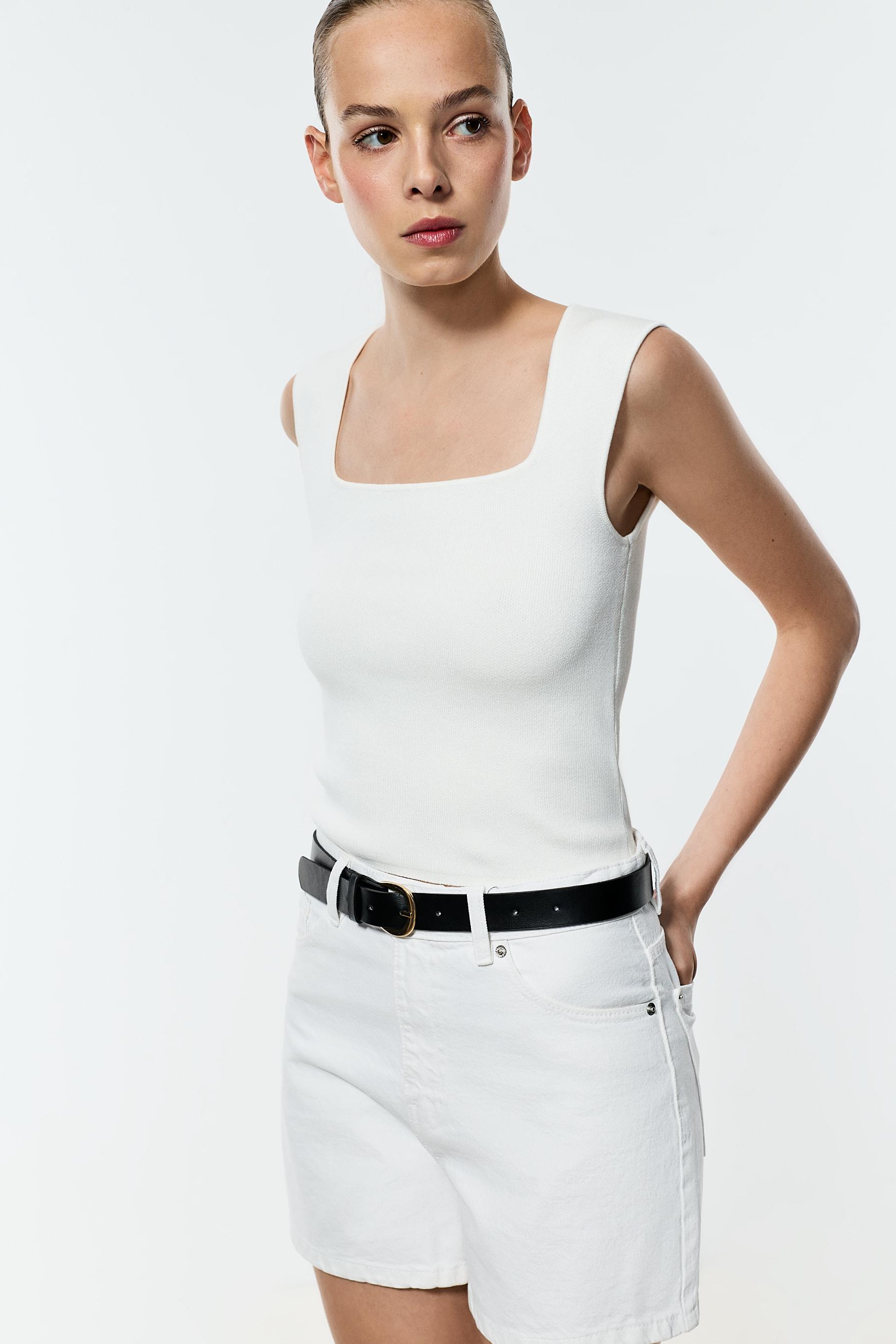 Basic knit top — WHITE