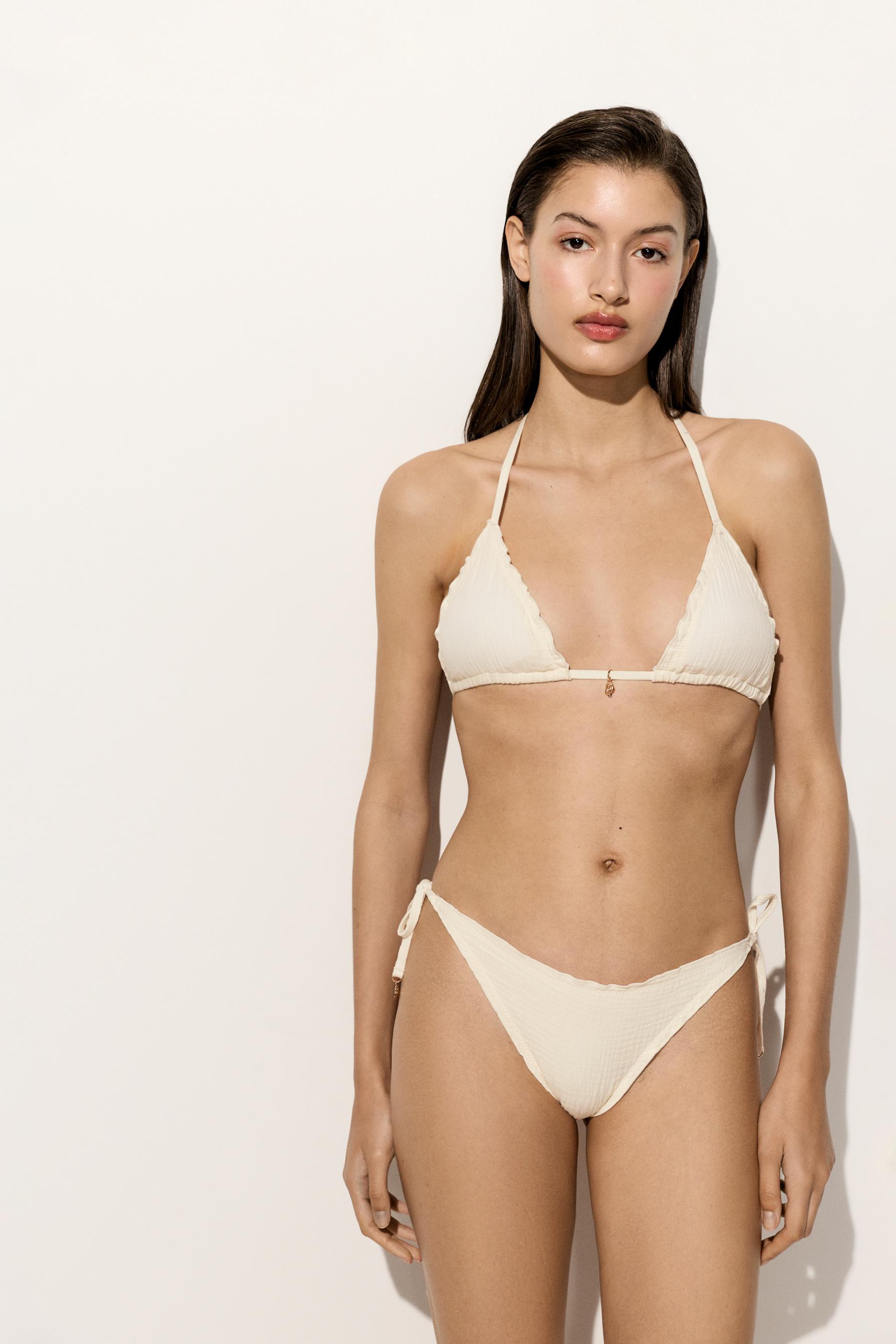 Wavy Charm Brazilian Bikini Bottom — ECRU