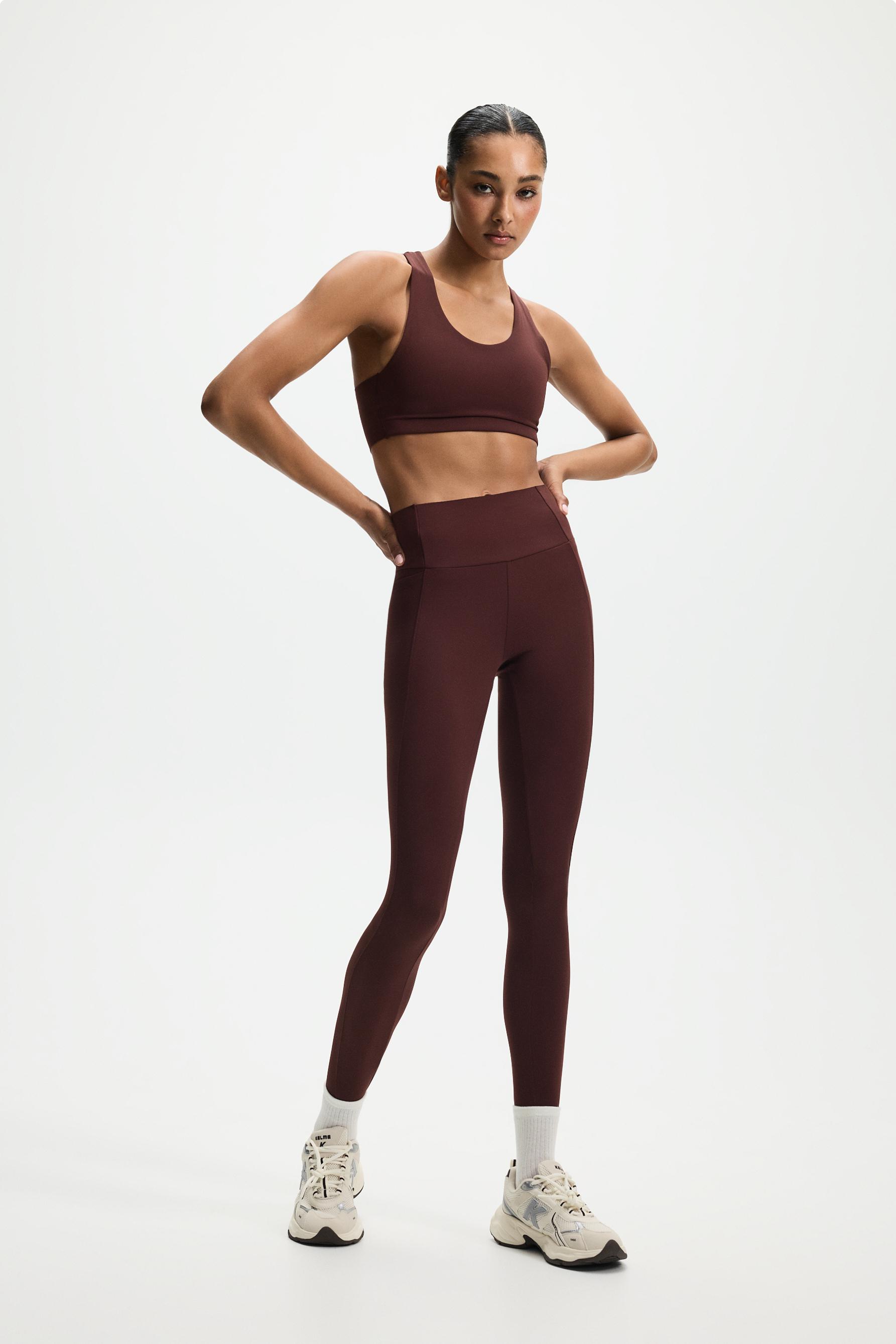 Shaping effect sports leggings — WINE