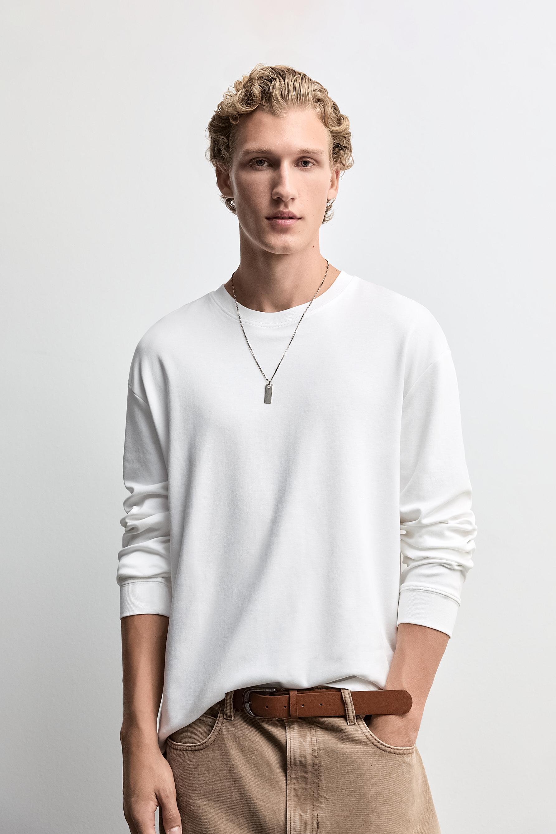 Long sleeve interlock T-shirt — OFF WHITE