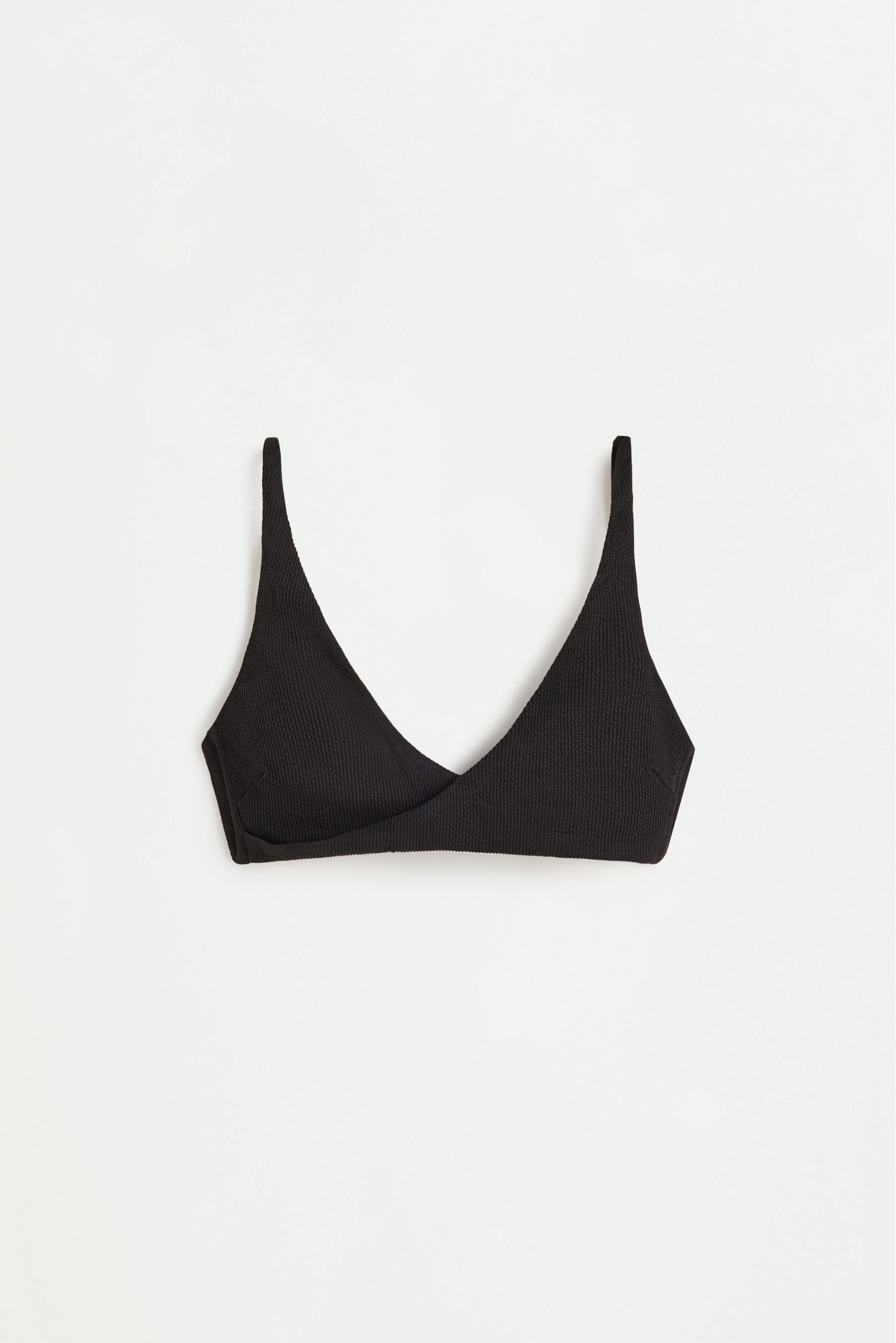 Crossover triangle bikini top — BLACK