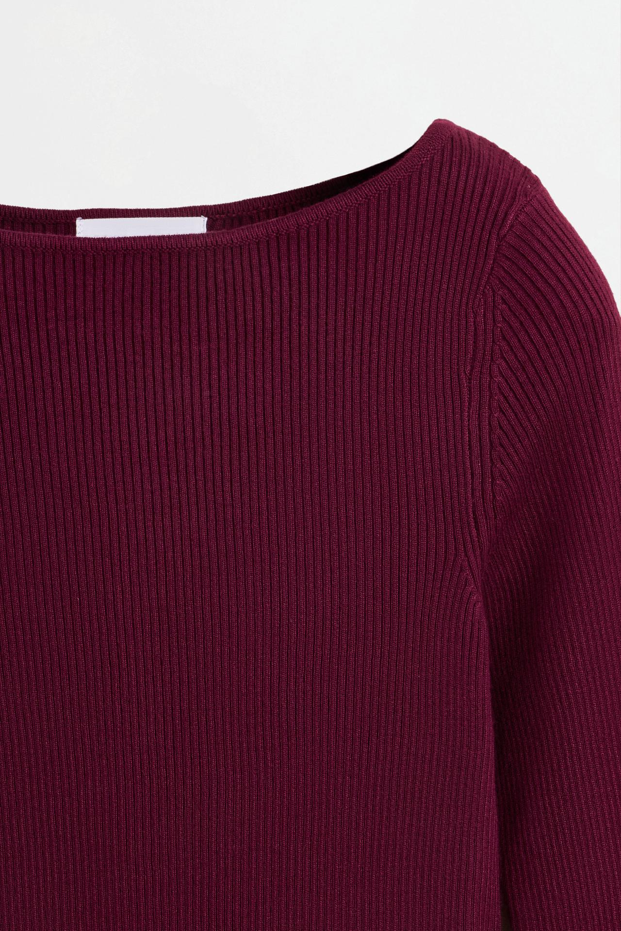 Basic rib sweater — BURGUNDY