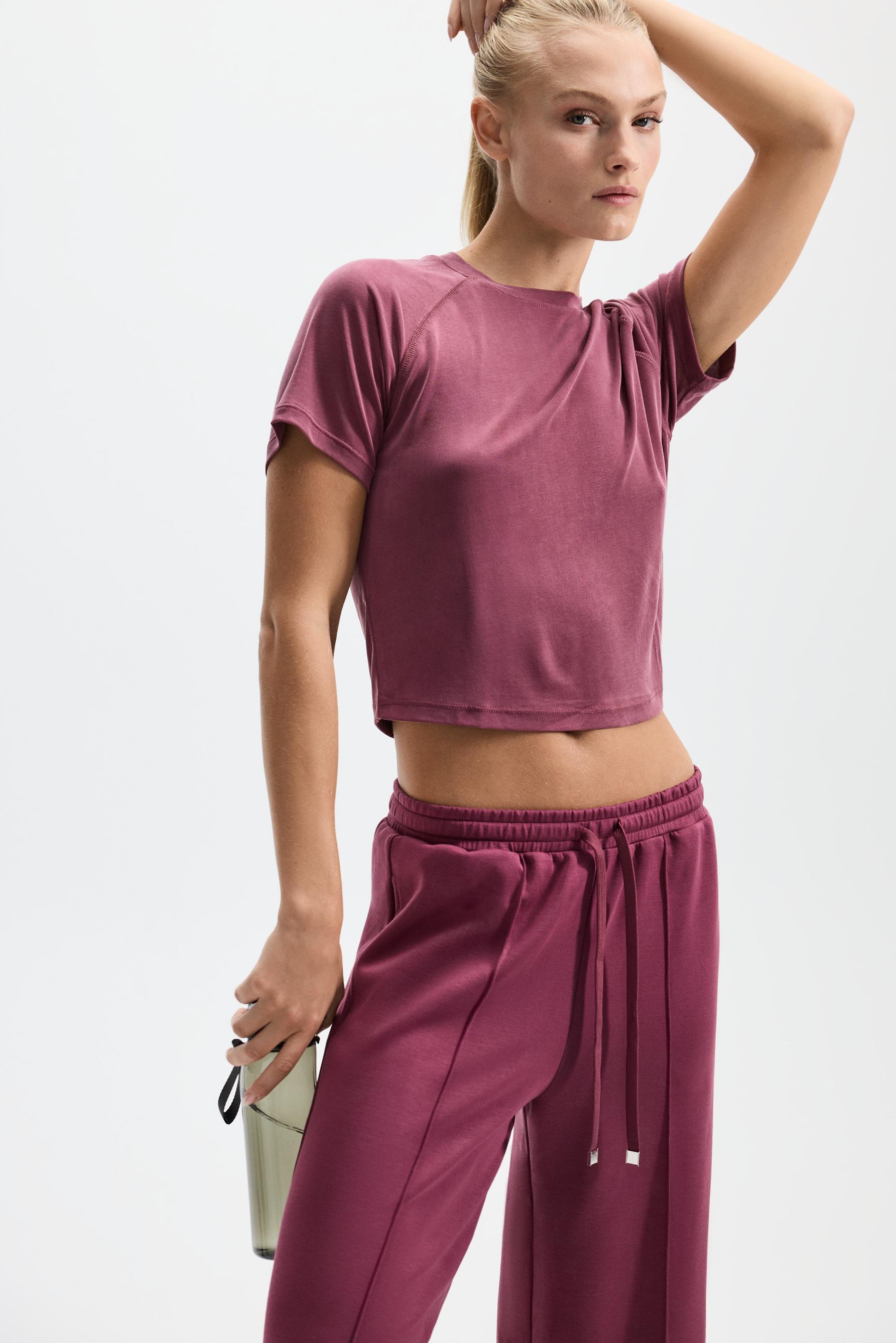 Cropped flowing T-shirt — DARK PINK