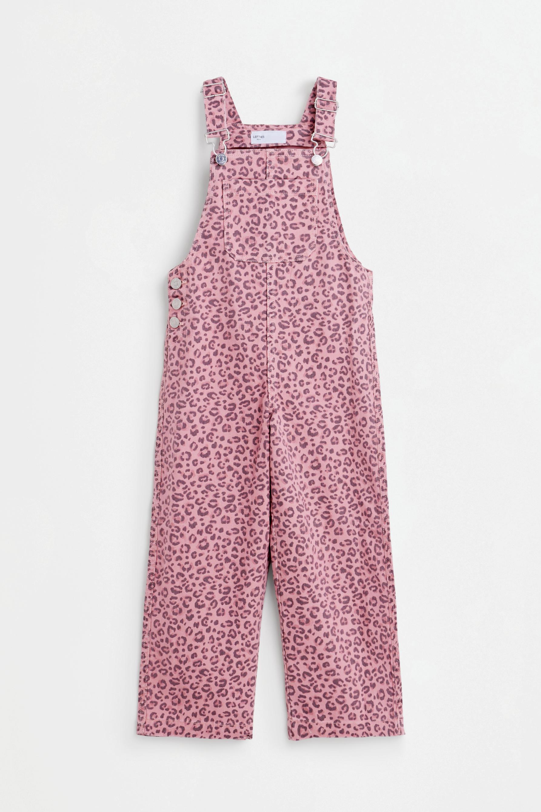 Animal print denim dungarees — PALE PINK