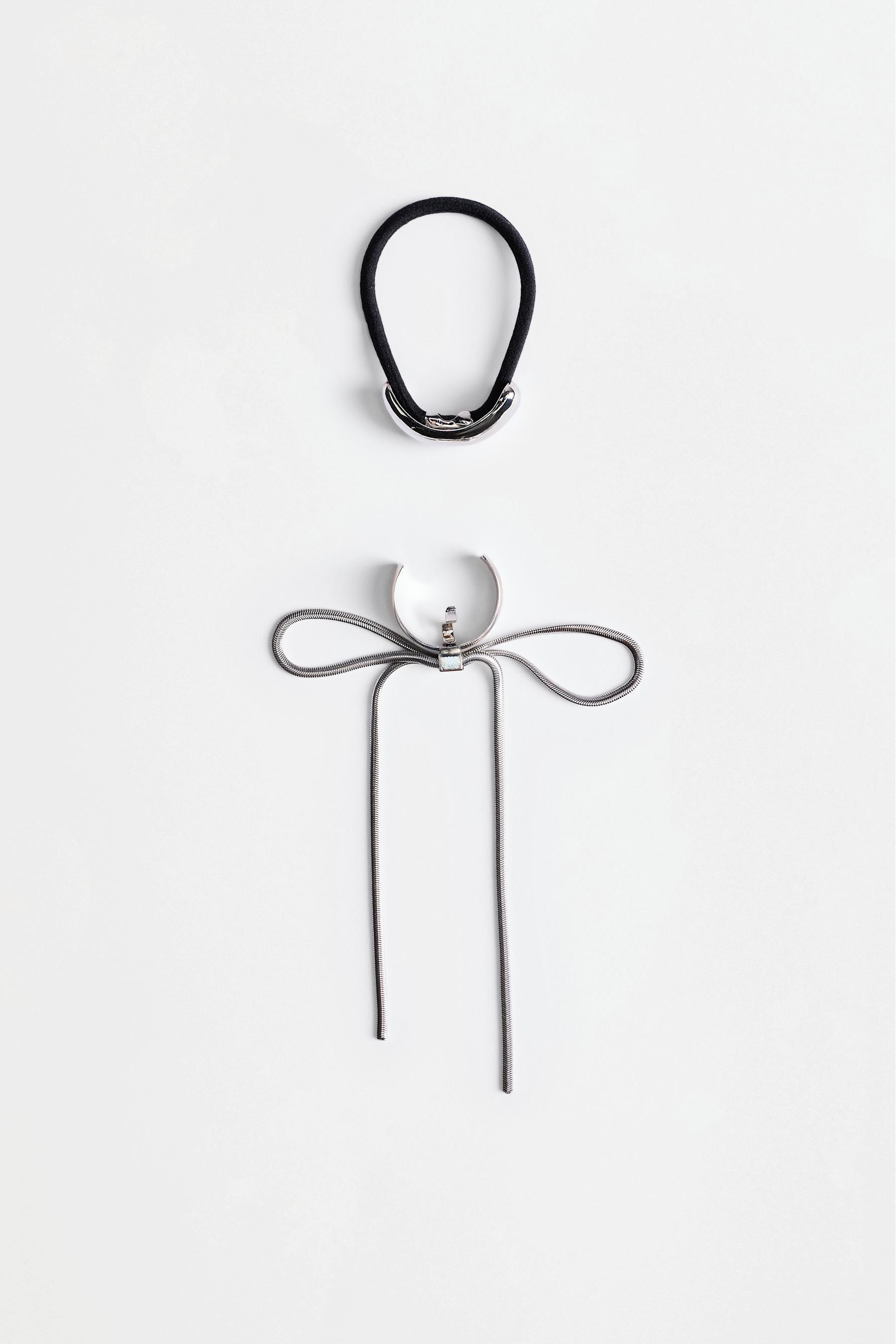 Hair ties with metal details (2-pack) — SILVER