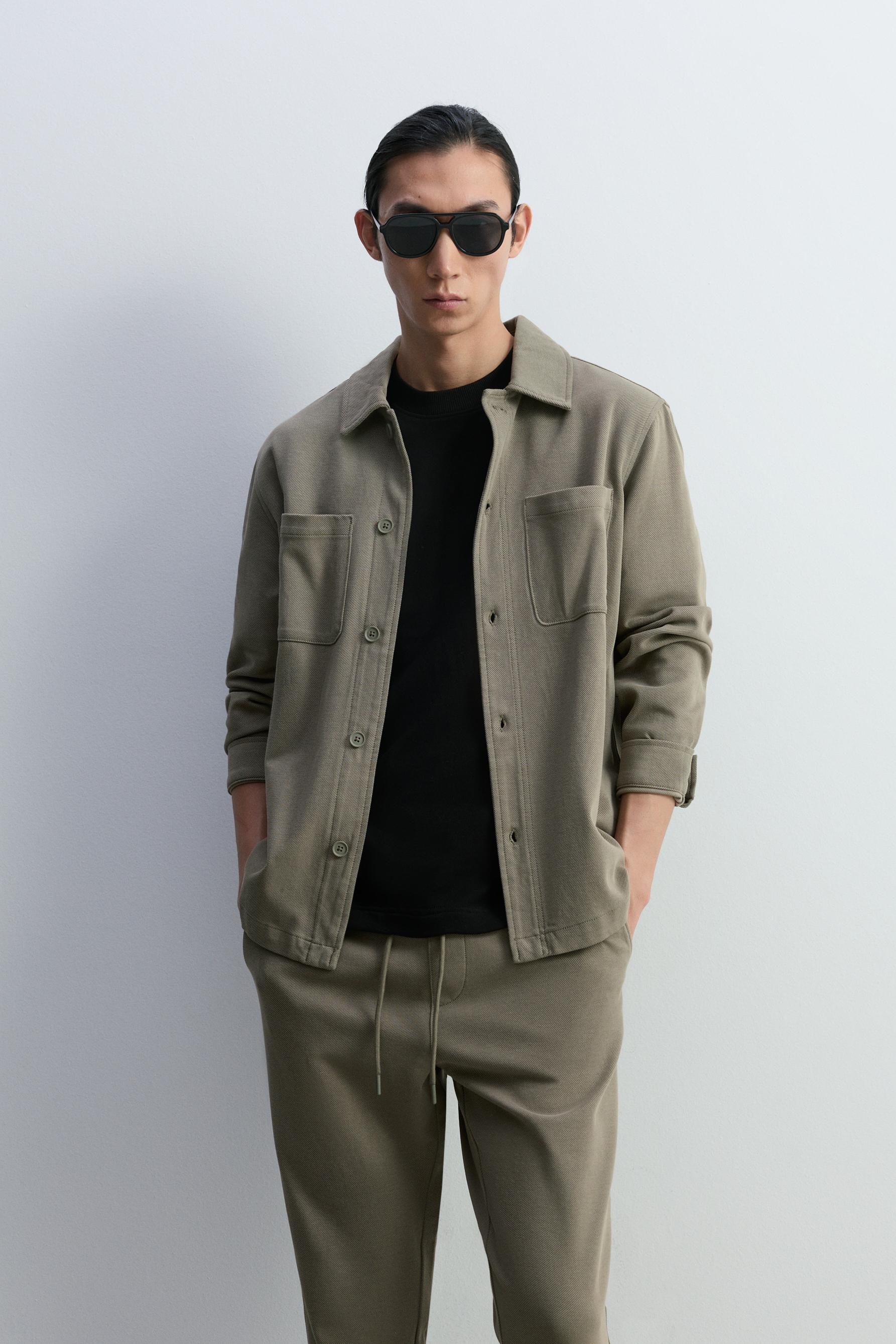 Textured pocket overshirt — KHAKI