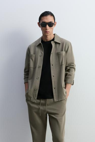 Textured pocket overshirt — KHAKI 1