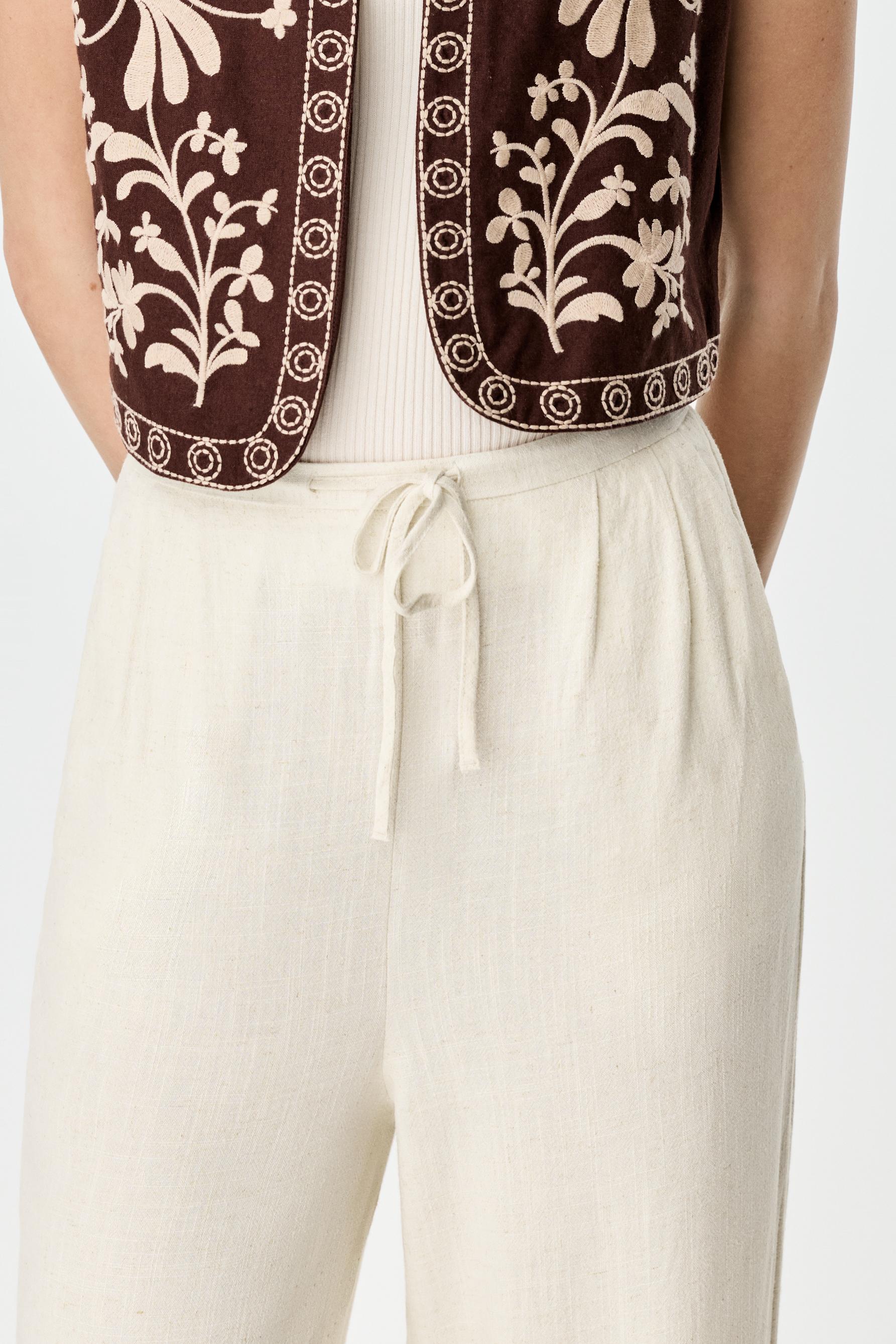 Rustic wide-leg trousers — TAN