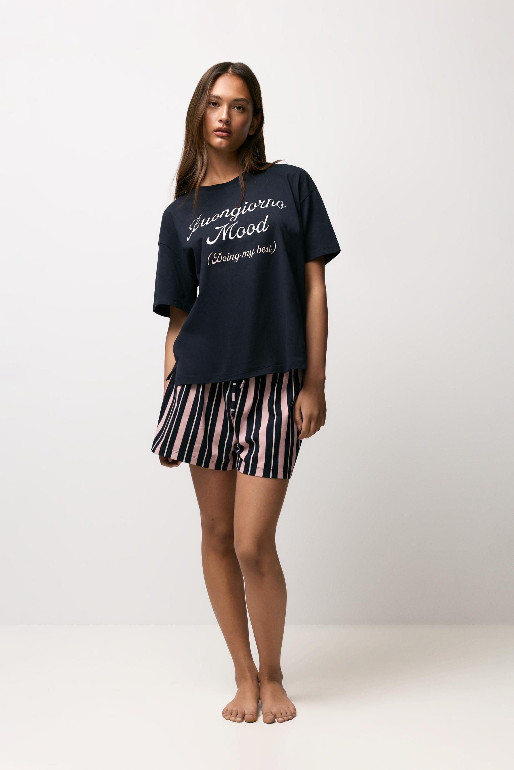 Printed short pyjamas — NAVY