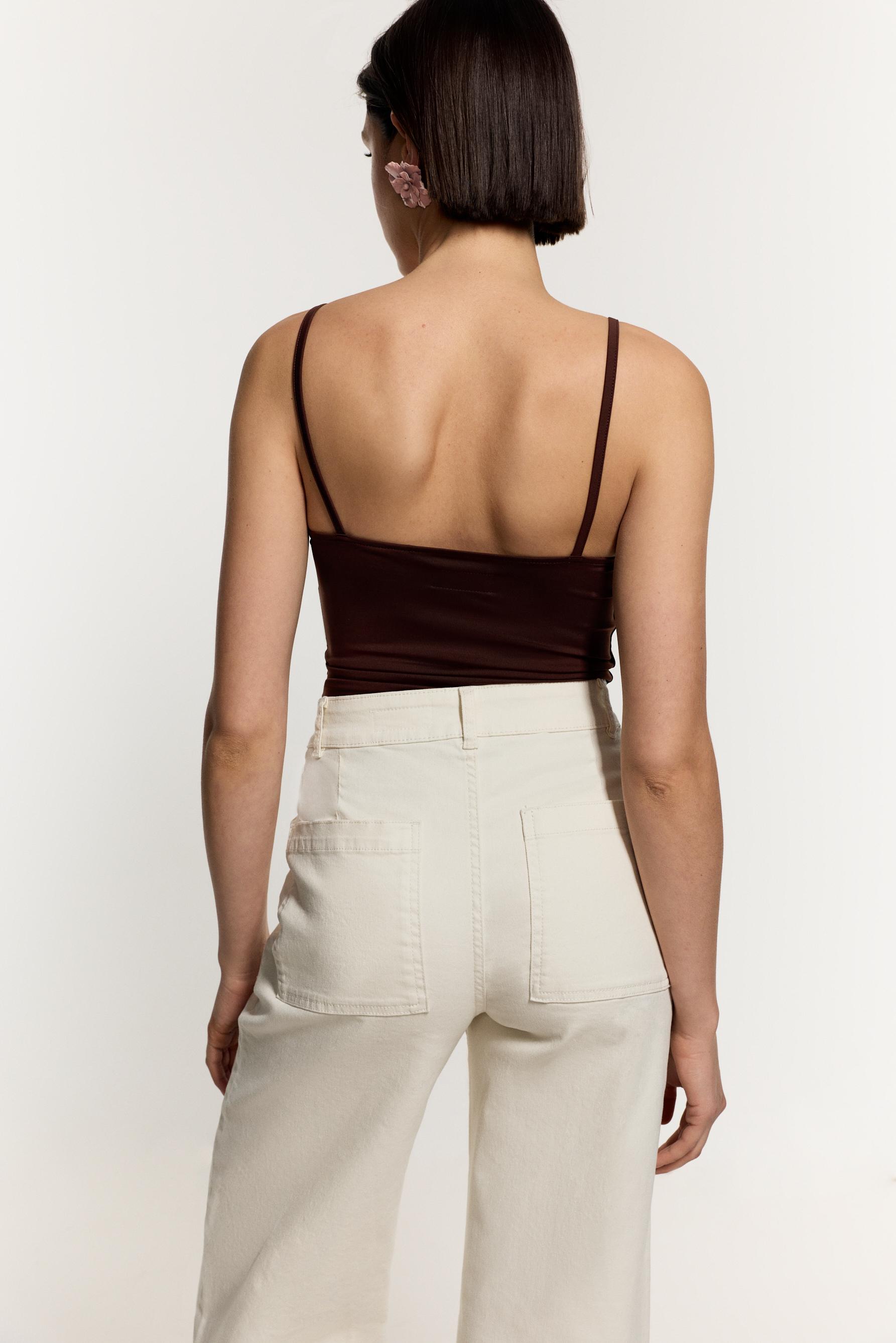 Polyamide Strappy Top — CHOCOLATE