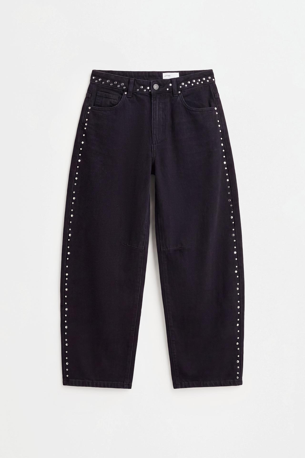 Studded barrel jeans — PALE CHARCOAL