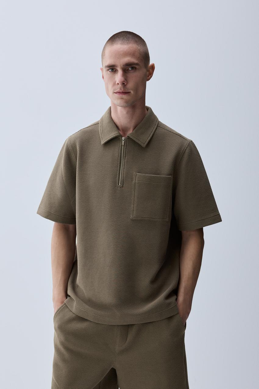 Textured polo shirt with pocket NEW IN Man Lefties Italy