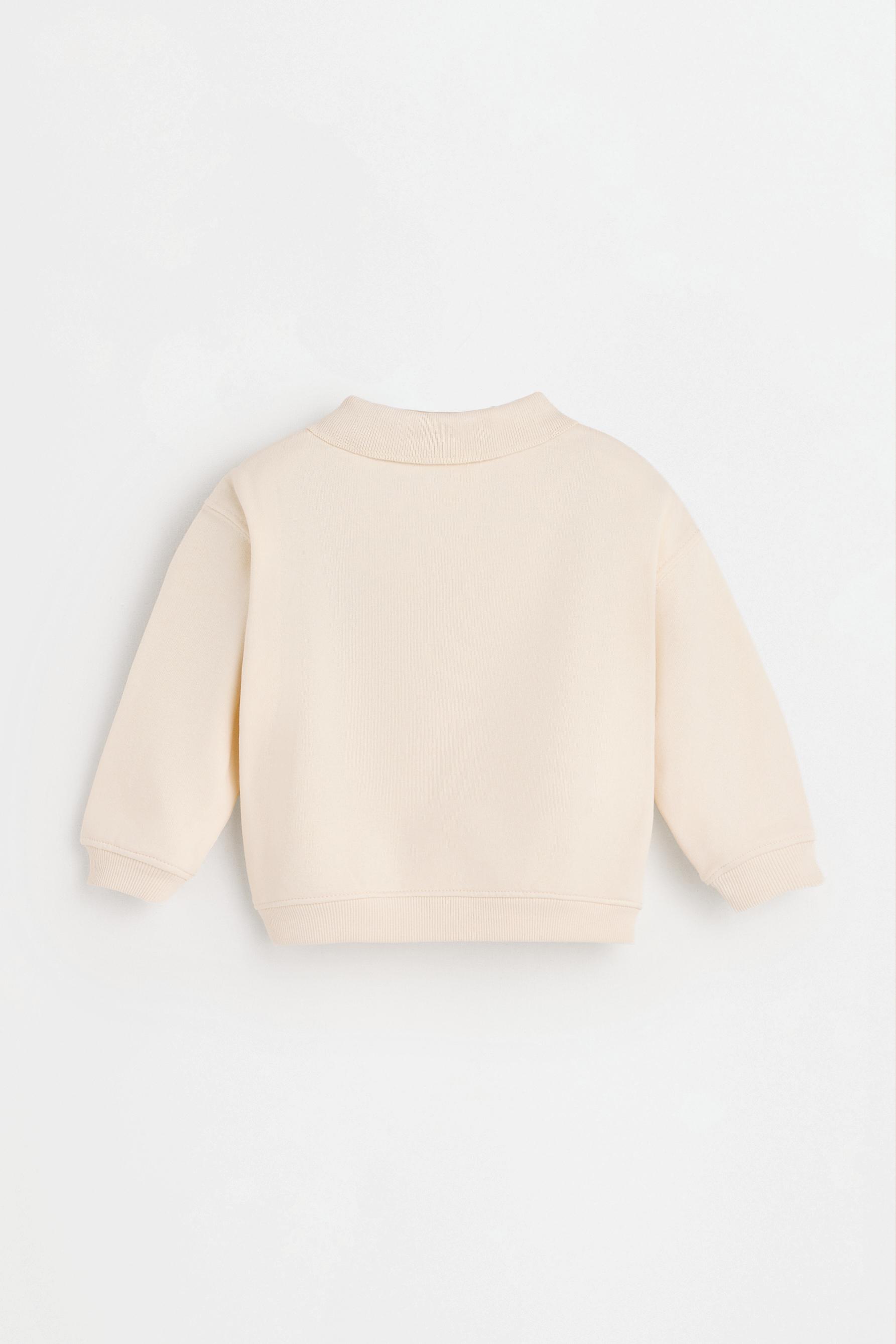 Polo sweatshirt and bow trousers set — ECRU