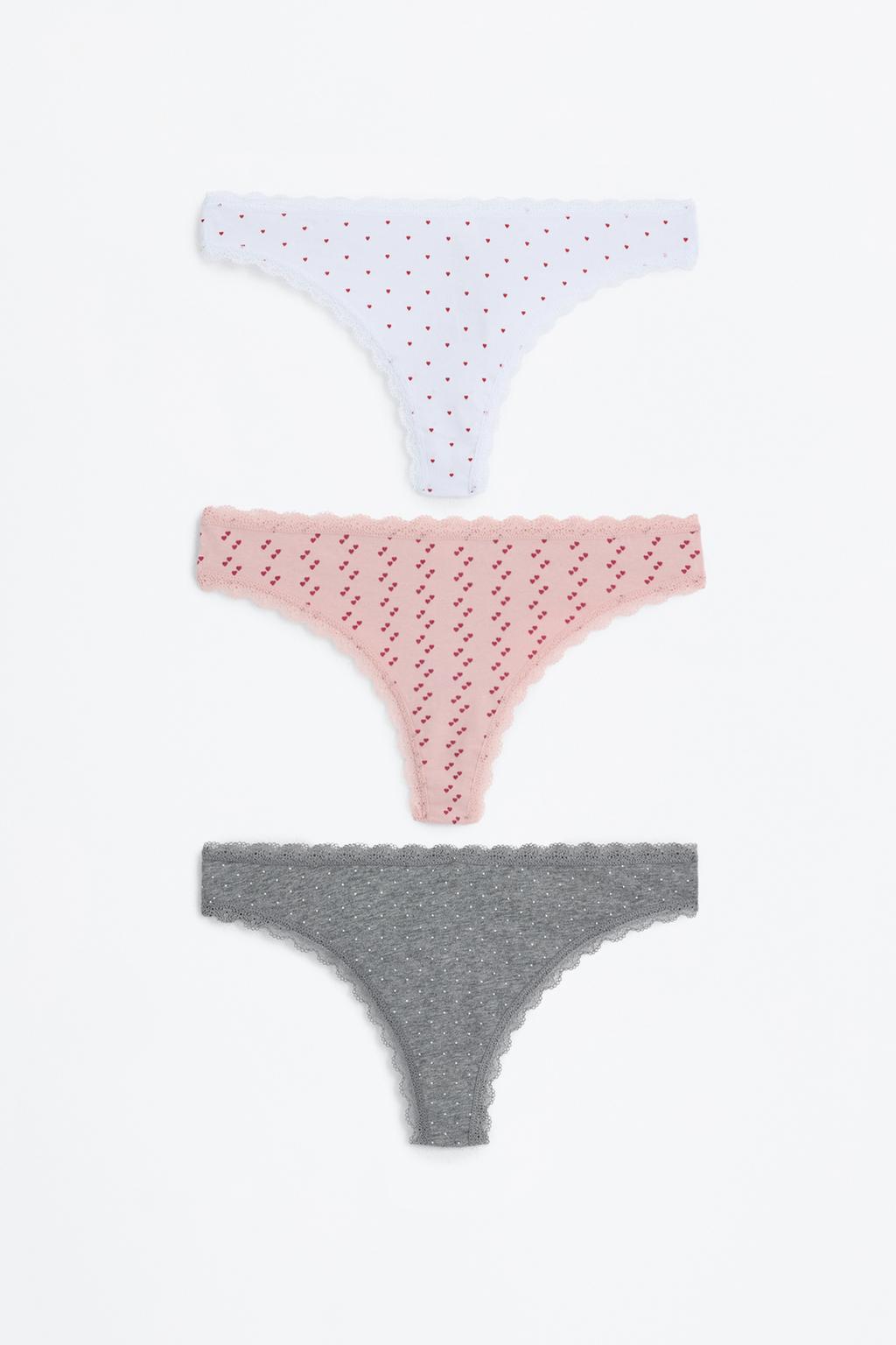 3-pack of Brazilian briefs with lace detail
