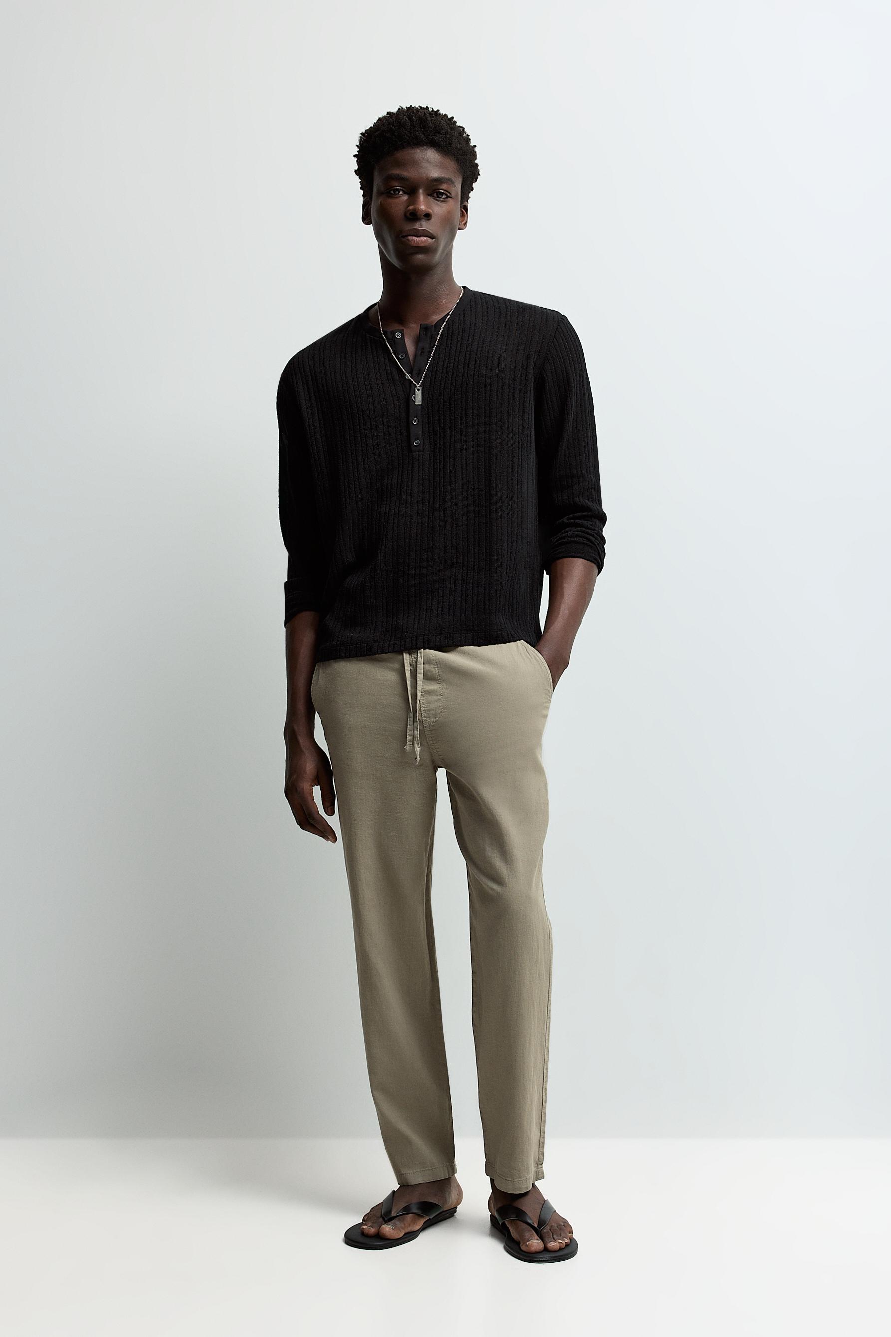 Linen-cotton jogger trousers — KHAKI