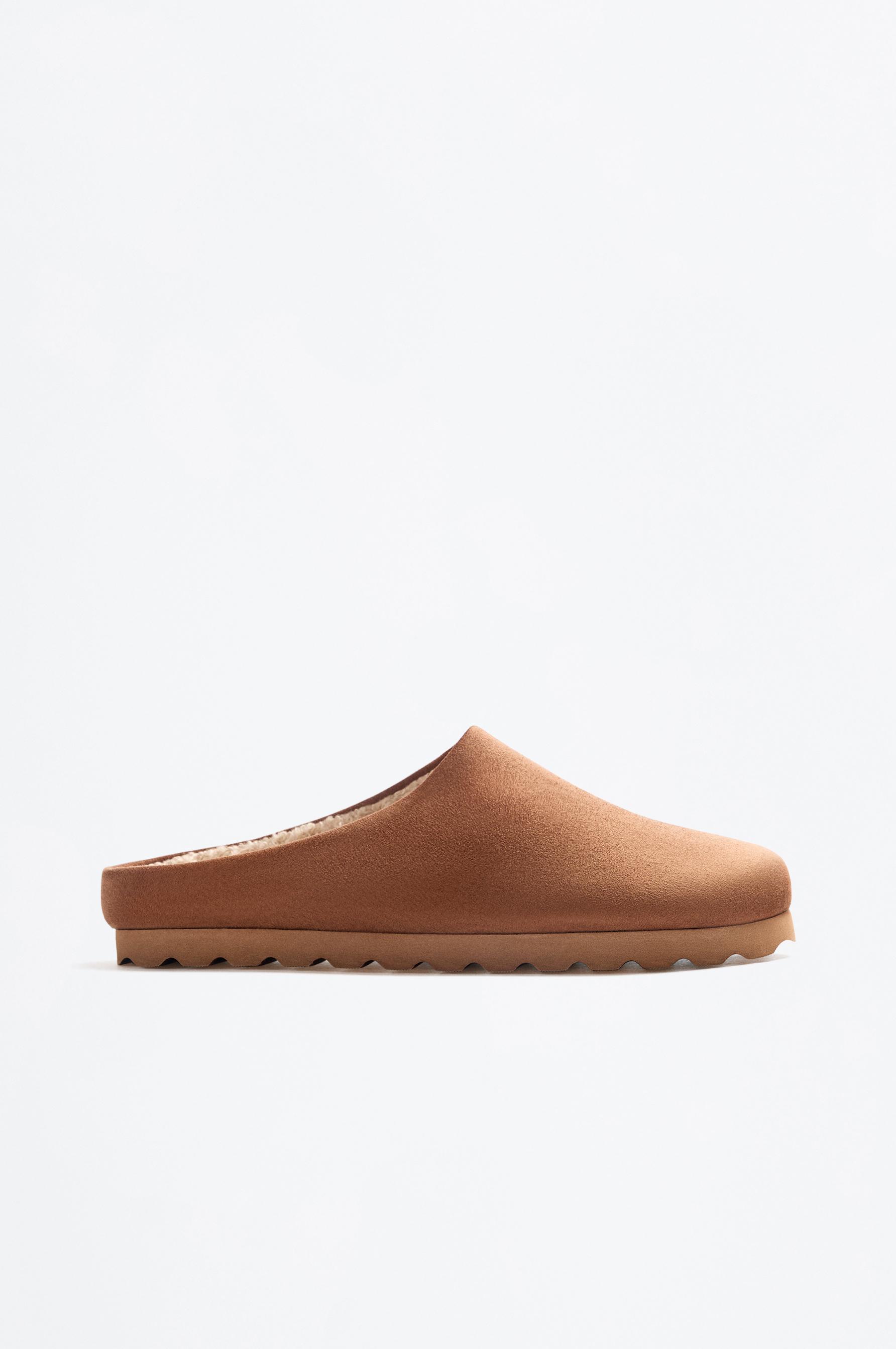 Faux suede home clogs — LEATHER