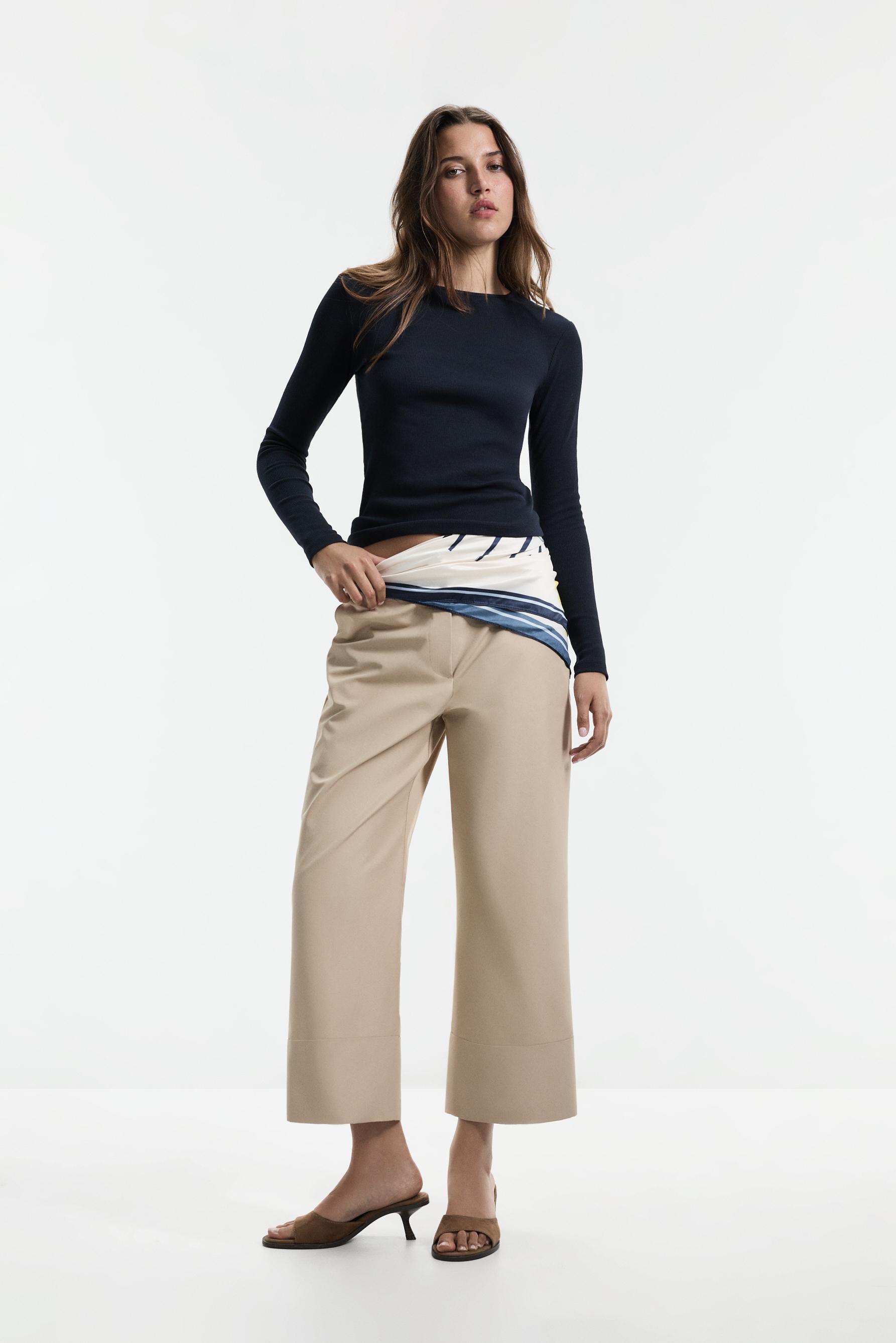 Ribbed long sleeve T-shirt — DARK NAVY