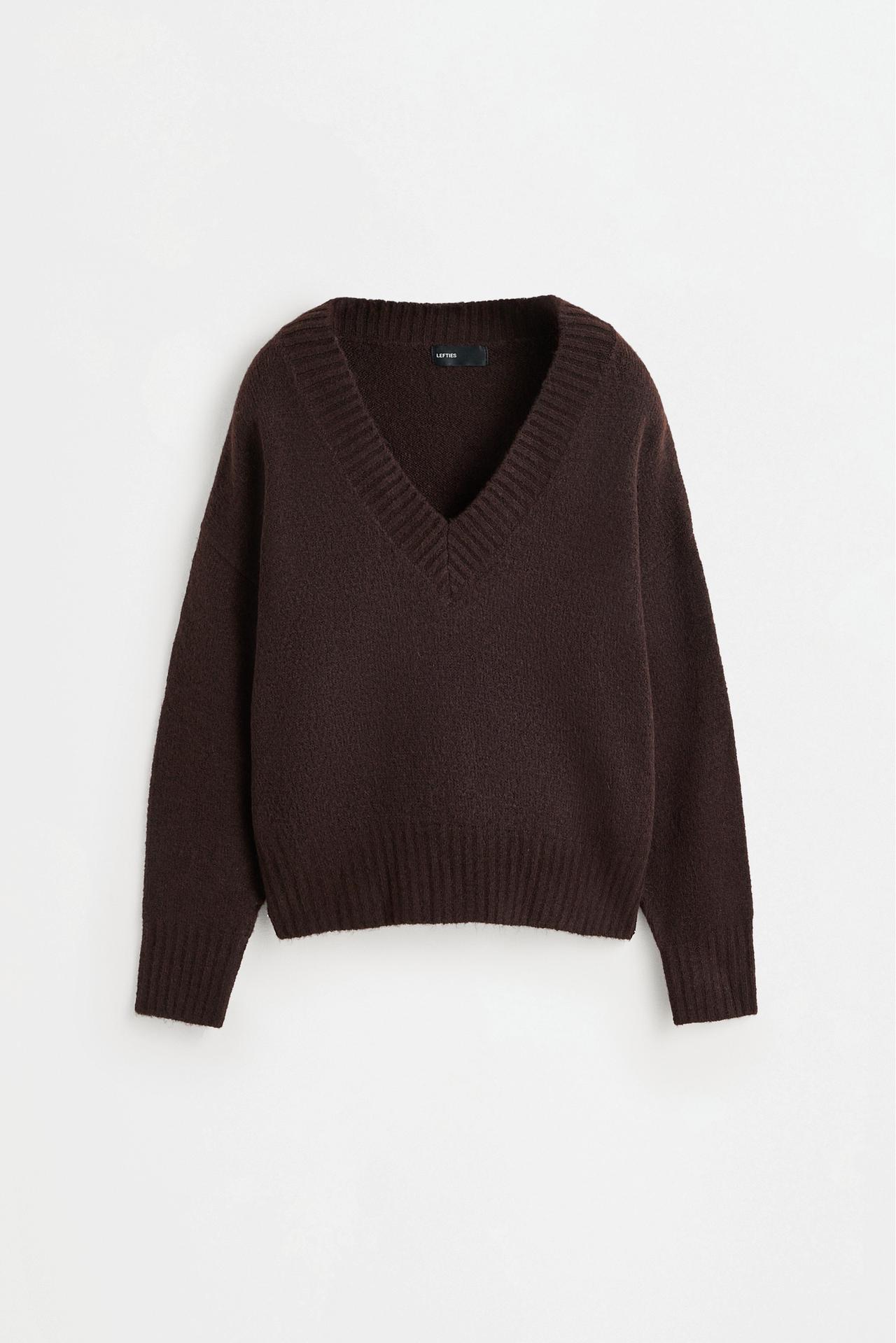 V-neck sweater — DARK BROWN
