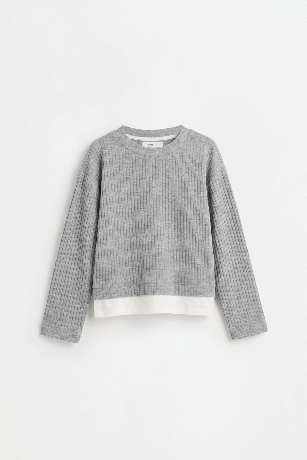 Ribbed knit sweater and trousers co-ord — GREY MARL