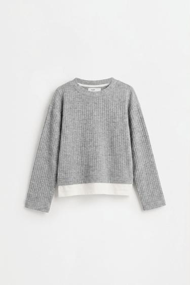 Ribbed knit sweater and trousers co-ord — GREY MARL 2
