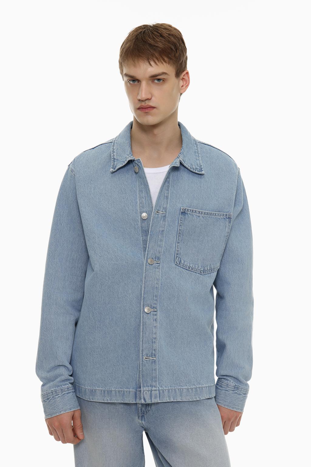 Denim overshirt with pocket