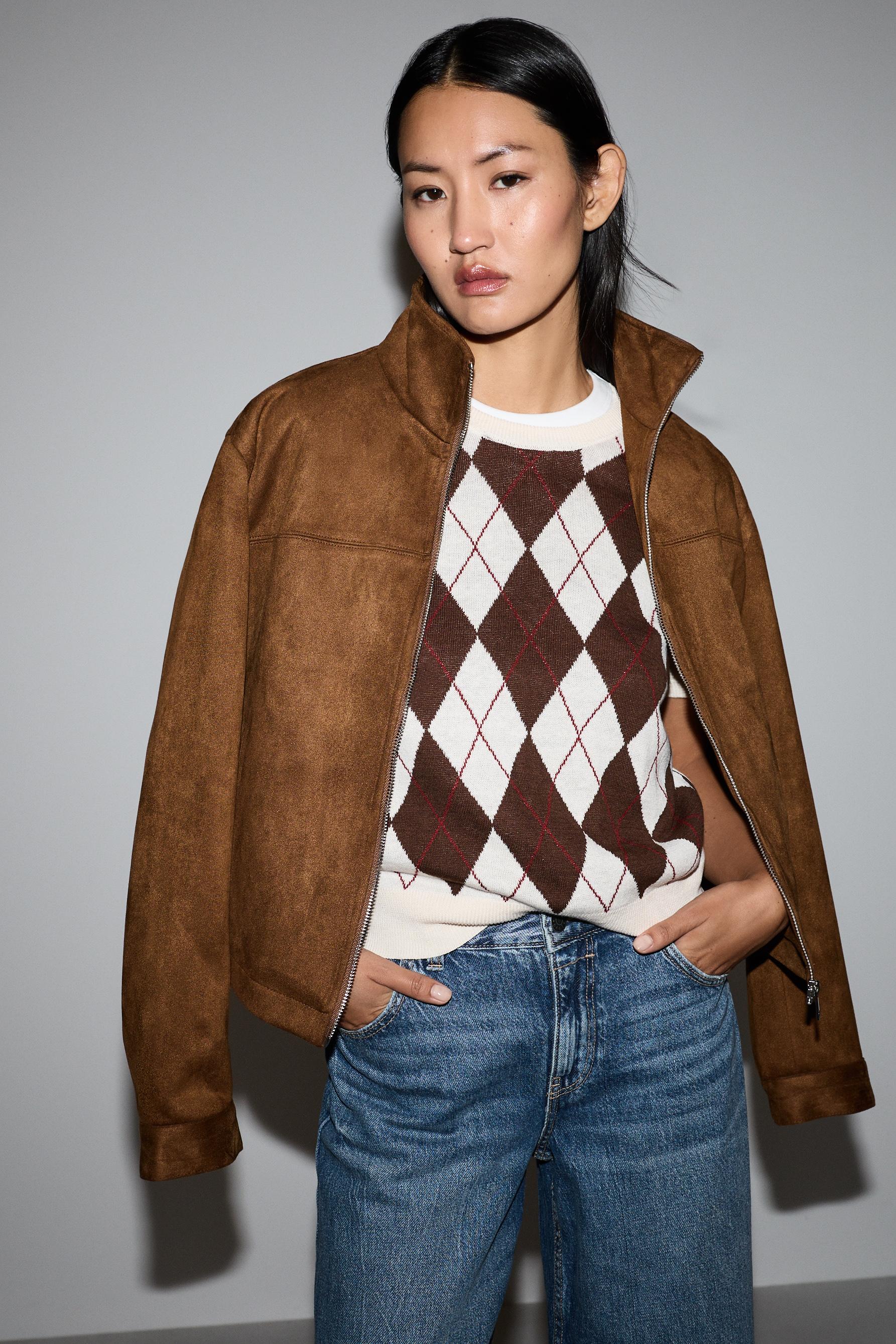 Argyle print sweater — ECRU