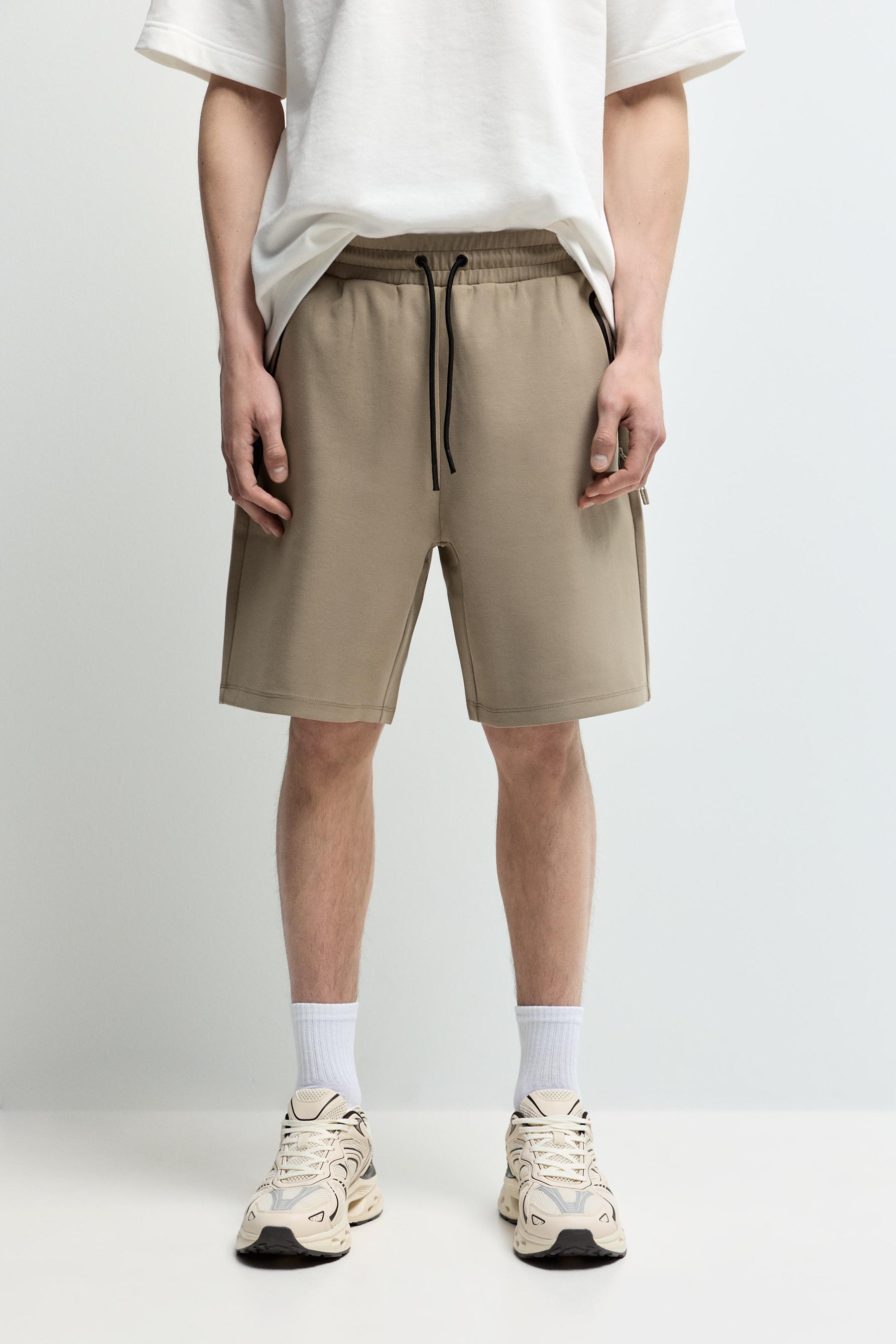 Basic interlock Bermuda shorts — TOBACCO BROWN