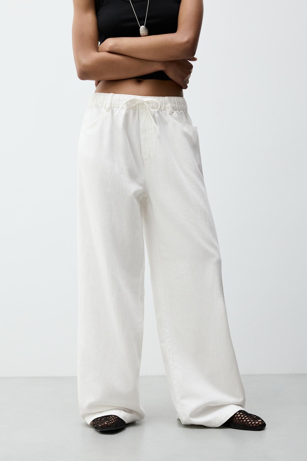 Wide-leg jeans with drawstring