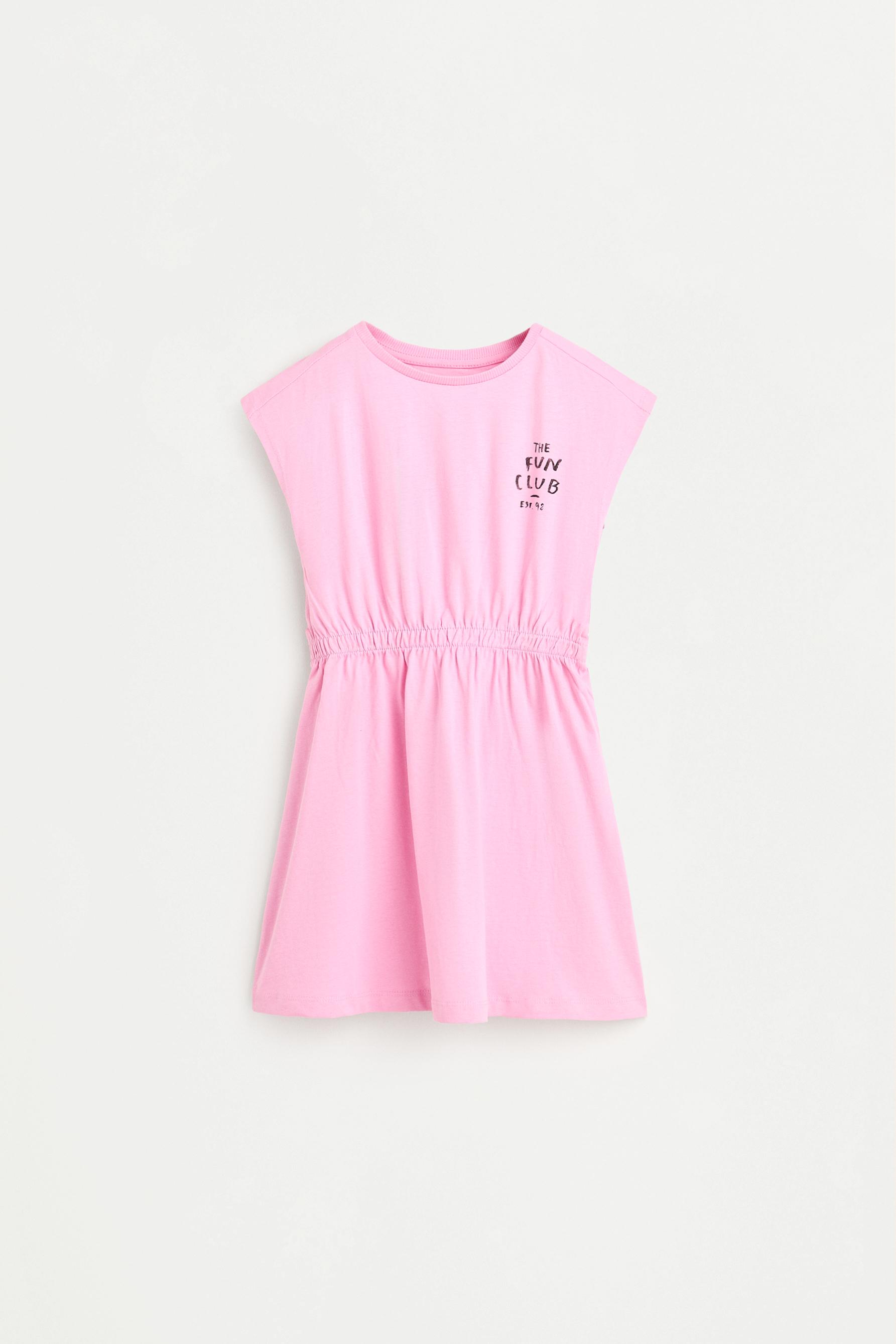 Dress with elasticated waist — FUCHSIA