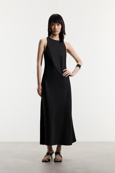 Satin midi dress — BLACK 1