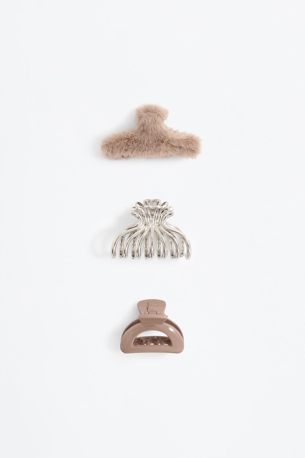 Pack of 3 assorted small hair clips