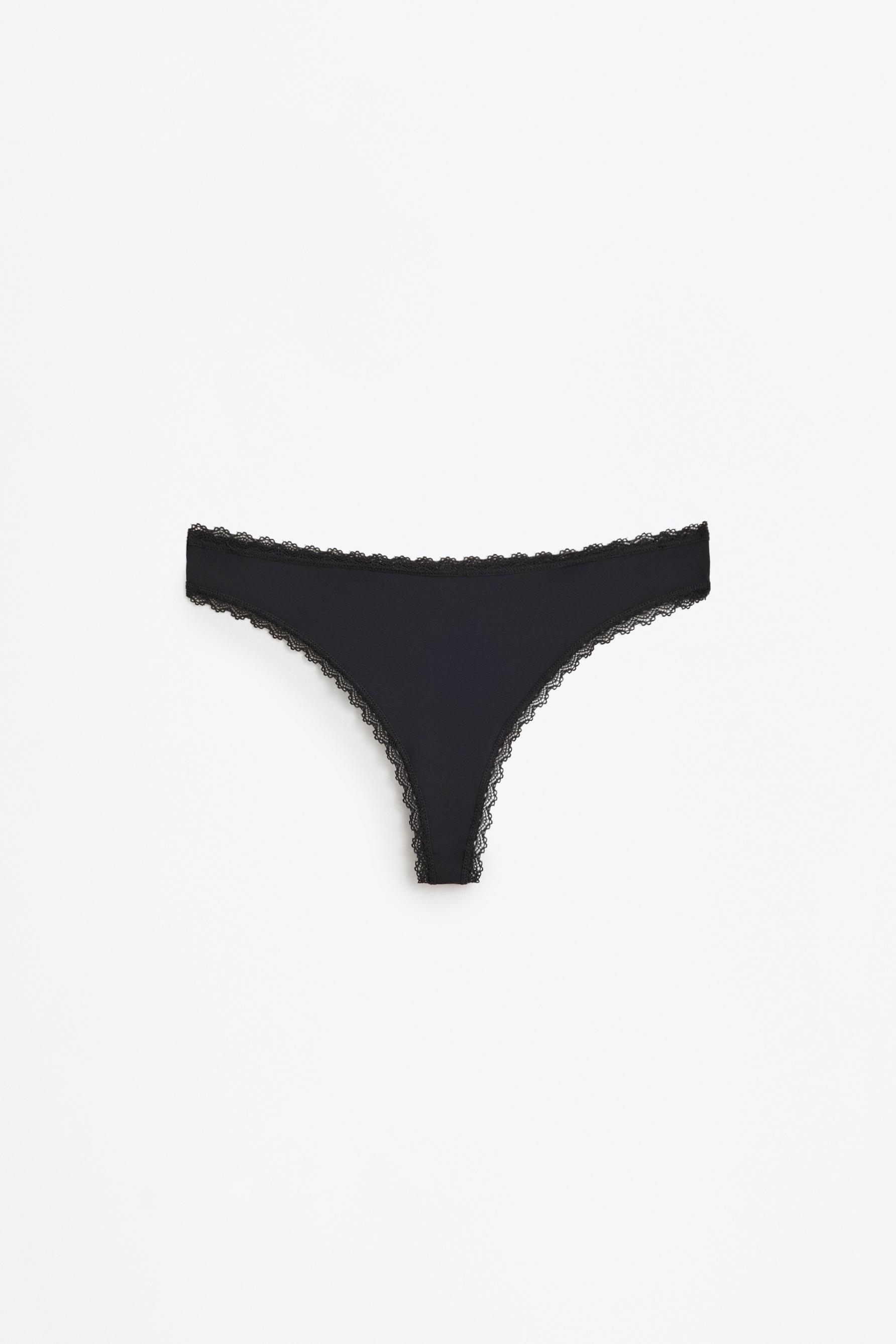 3-Pack of Brazilian briefs with lace trim — BLACK