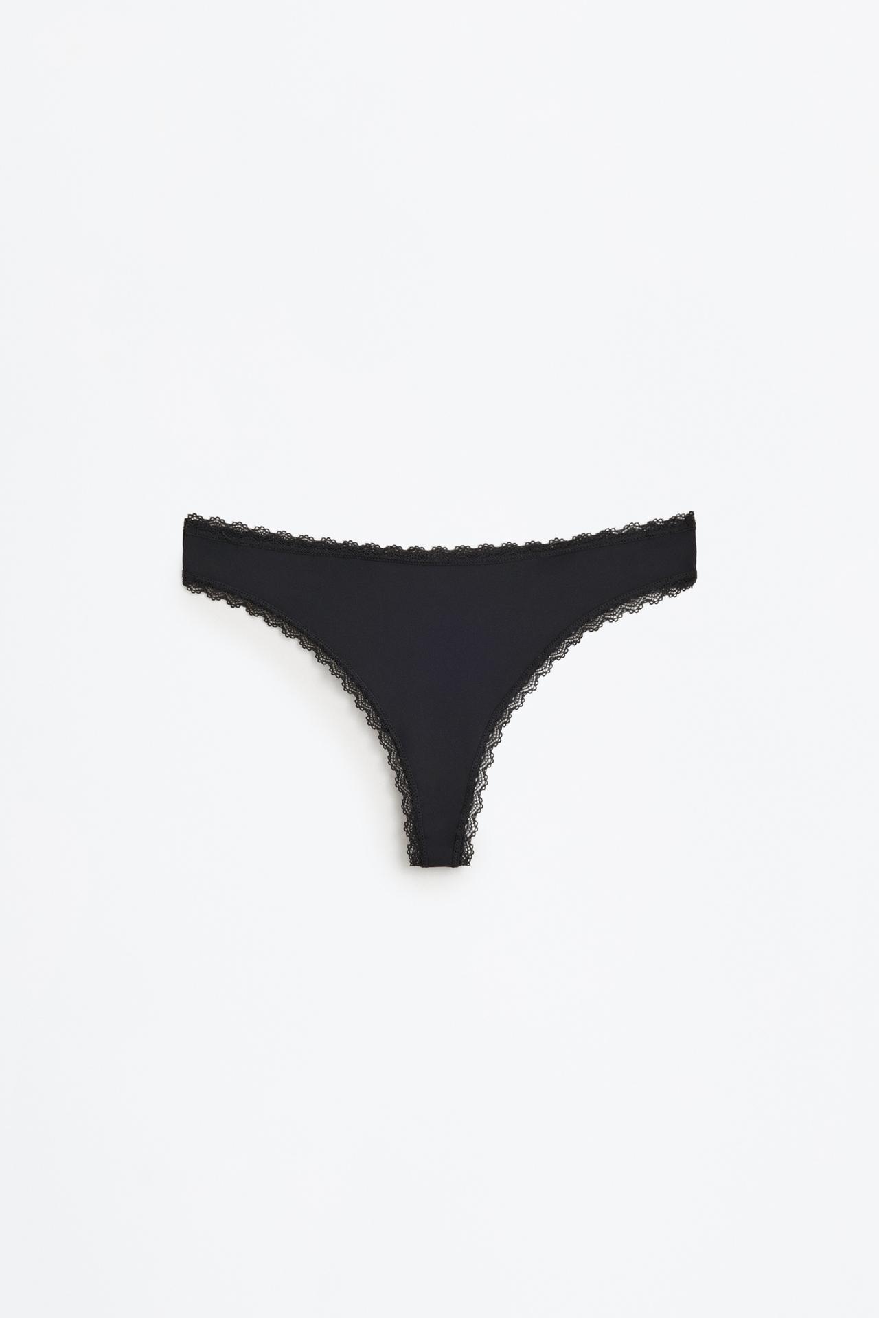 3-Pack of Brazilian briefs with lace trim — BLACK