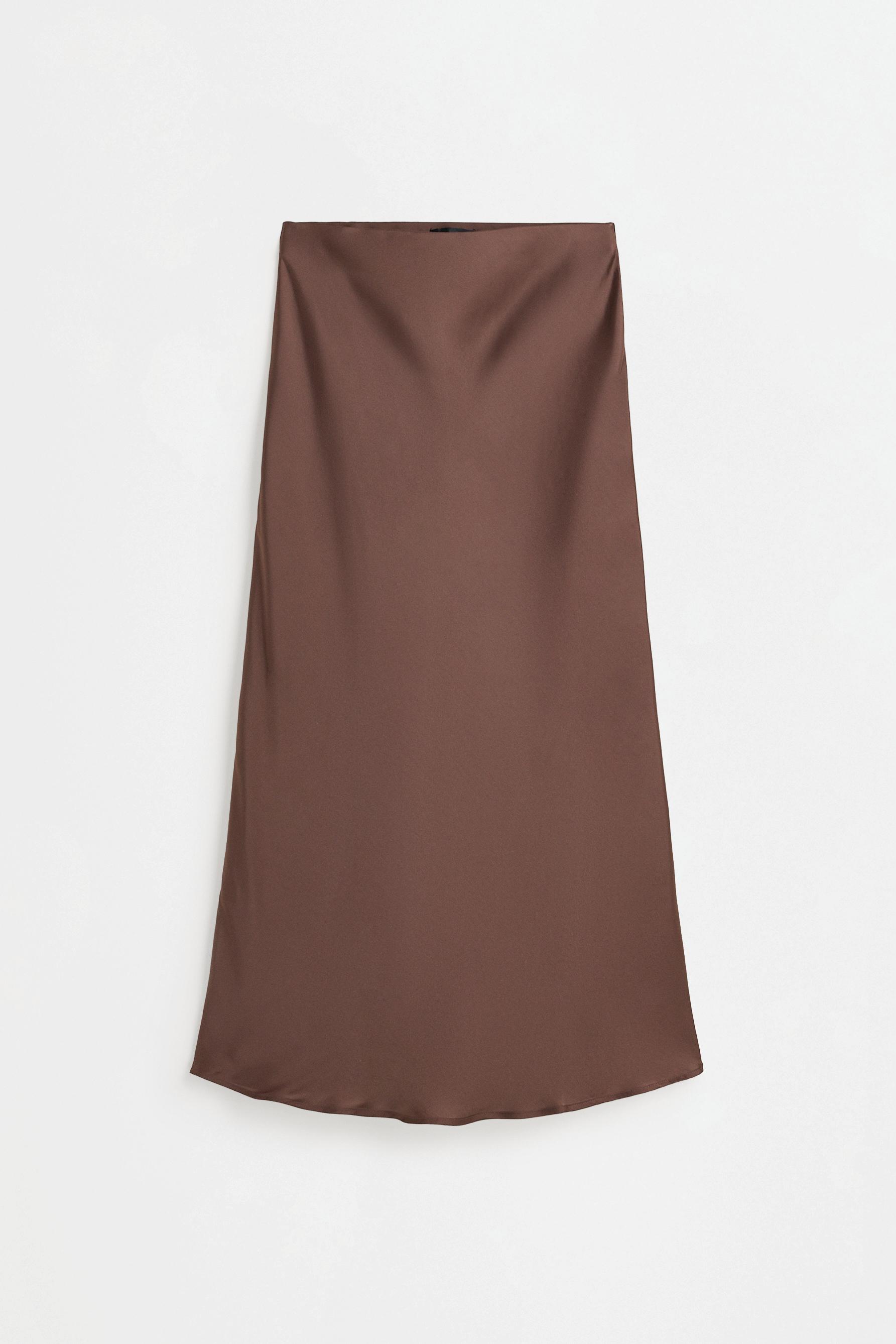 Satin midi skirt — BROWN