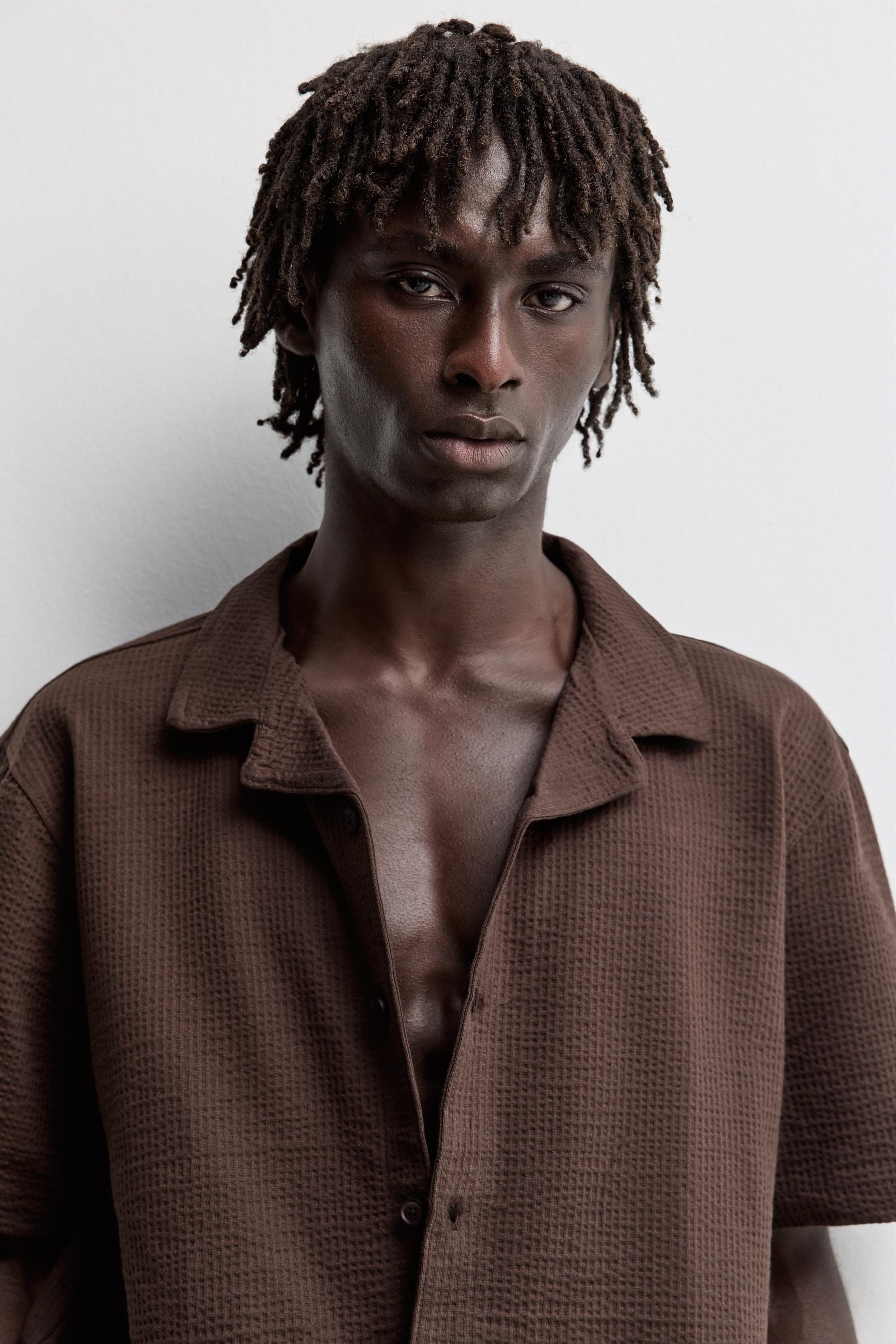 Seersucker shirt — CHOCOLATE