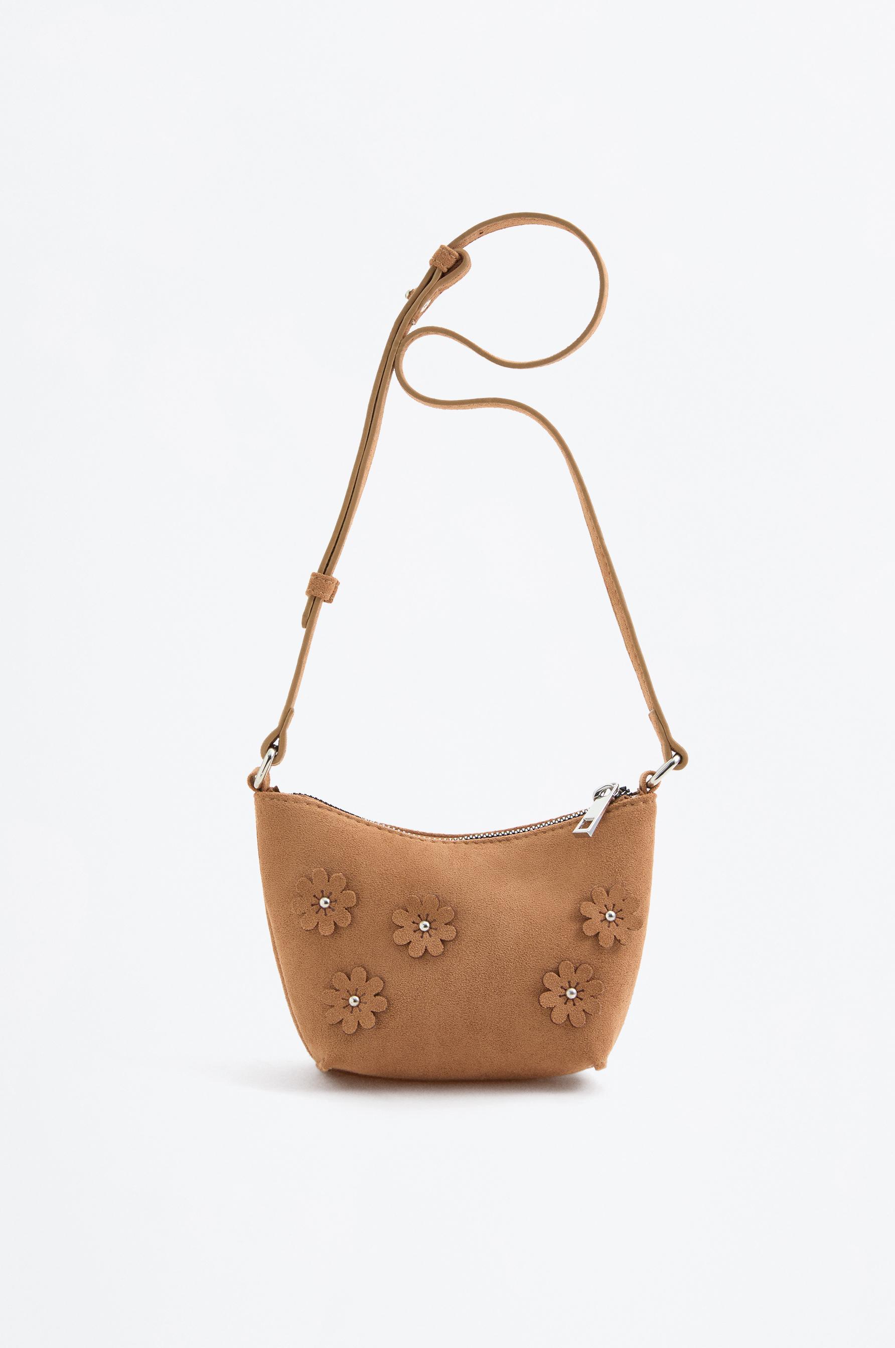 Crossbody bag with floral detail — CAMEL