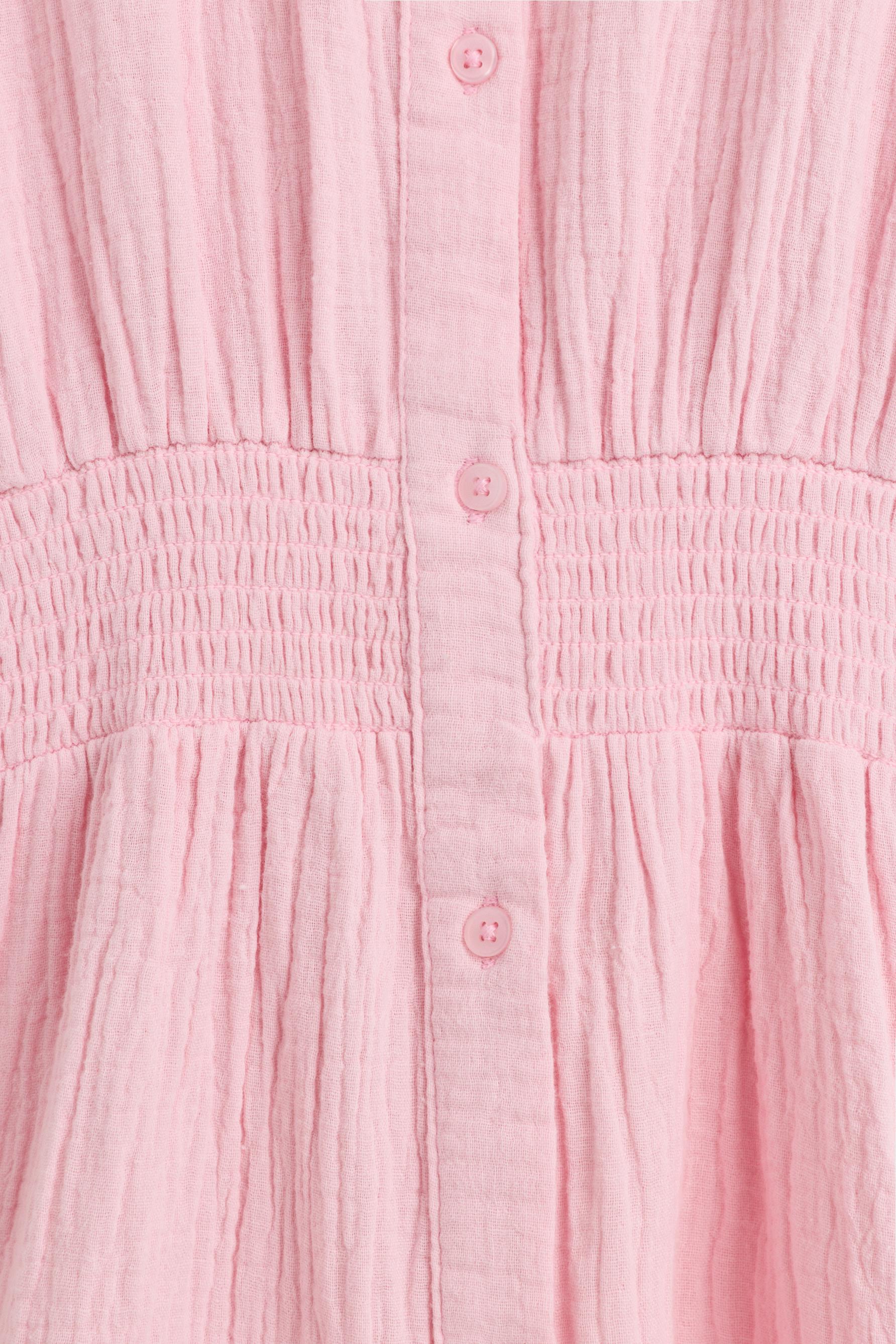 Elastic waist shirt dress — PINK