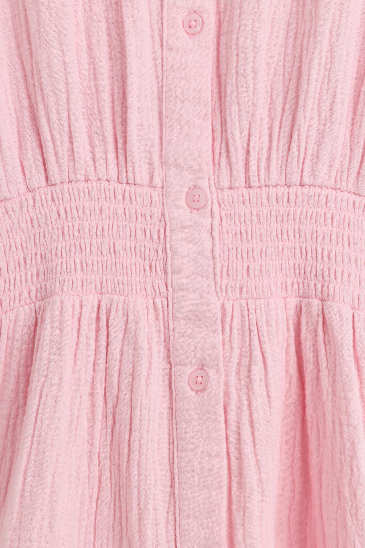 Elastic waist shirt dress — PINK