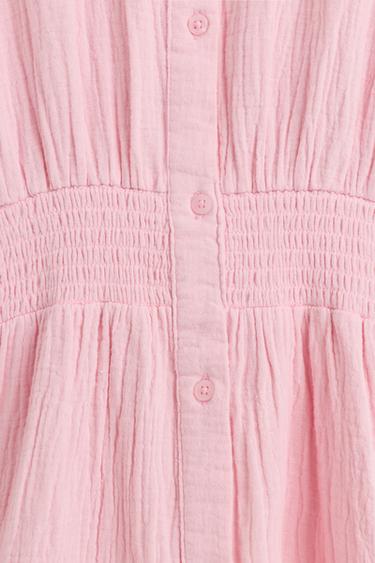 Elastic waist shirt dress — PINK 3
