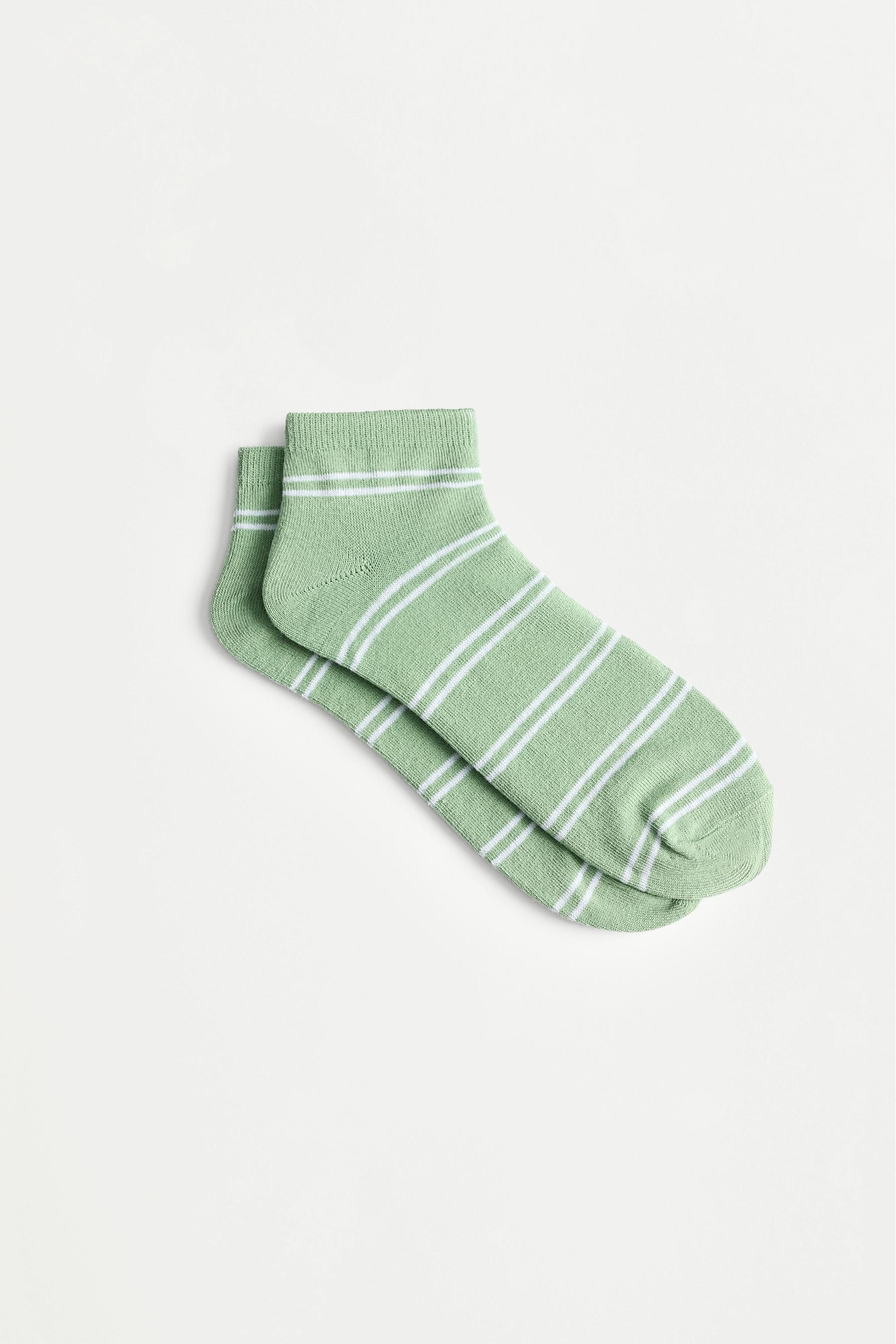 Striped ankle socks (4-pack) — GREEN TONES