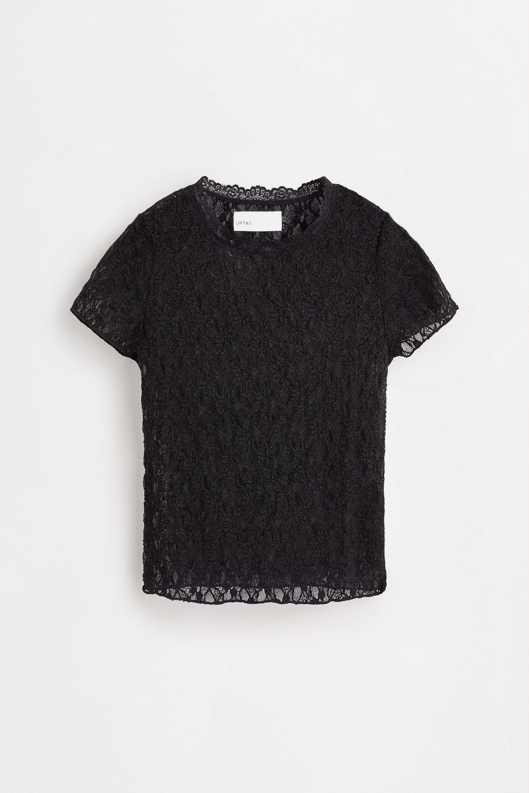 Lace T-shirt — BLACK
