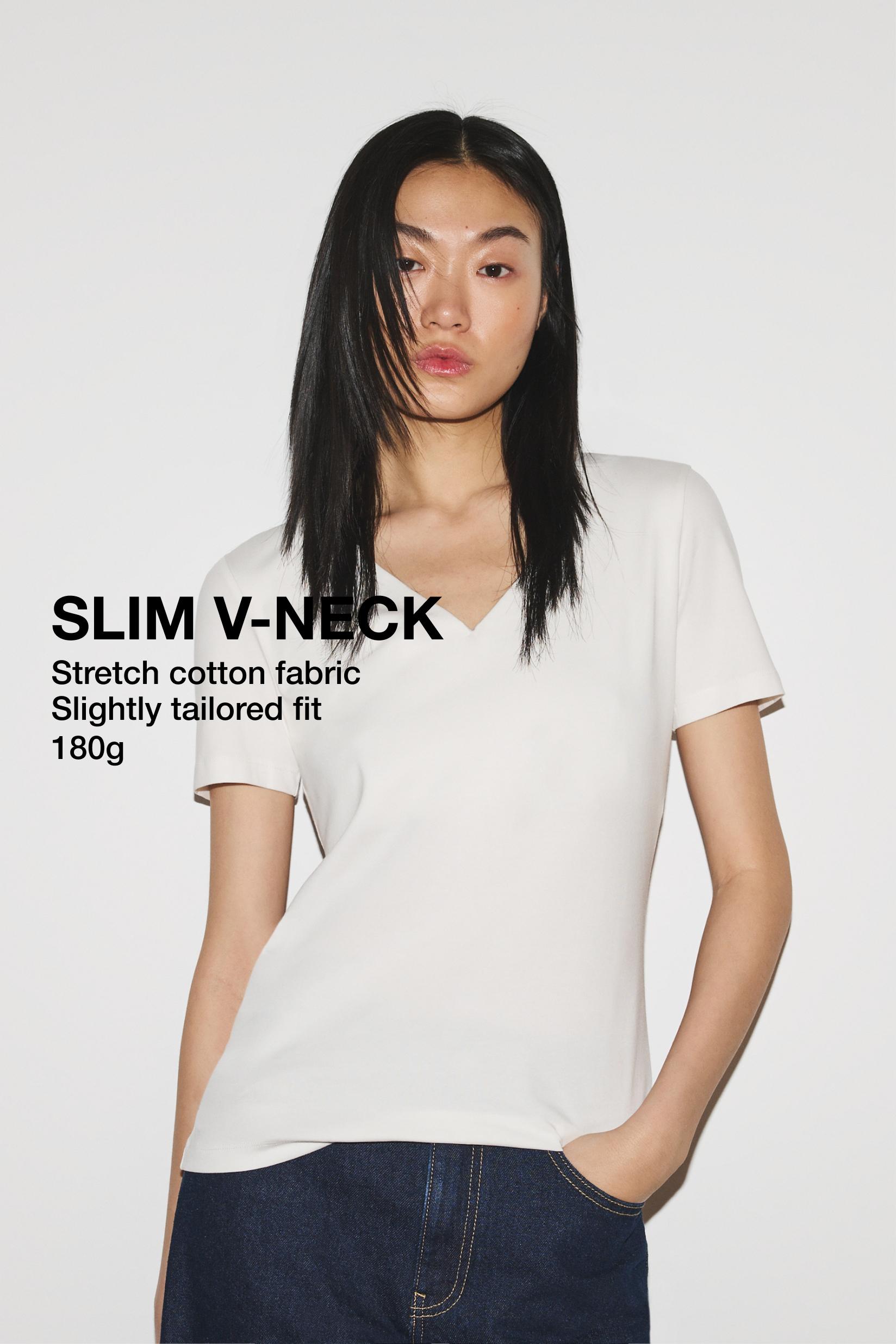 V-neck T-shirt — WHITE