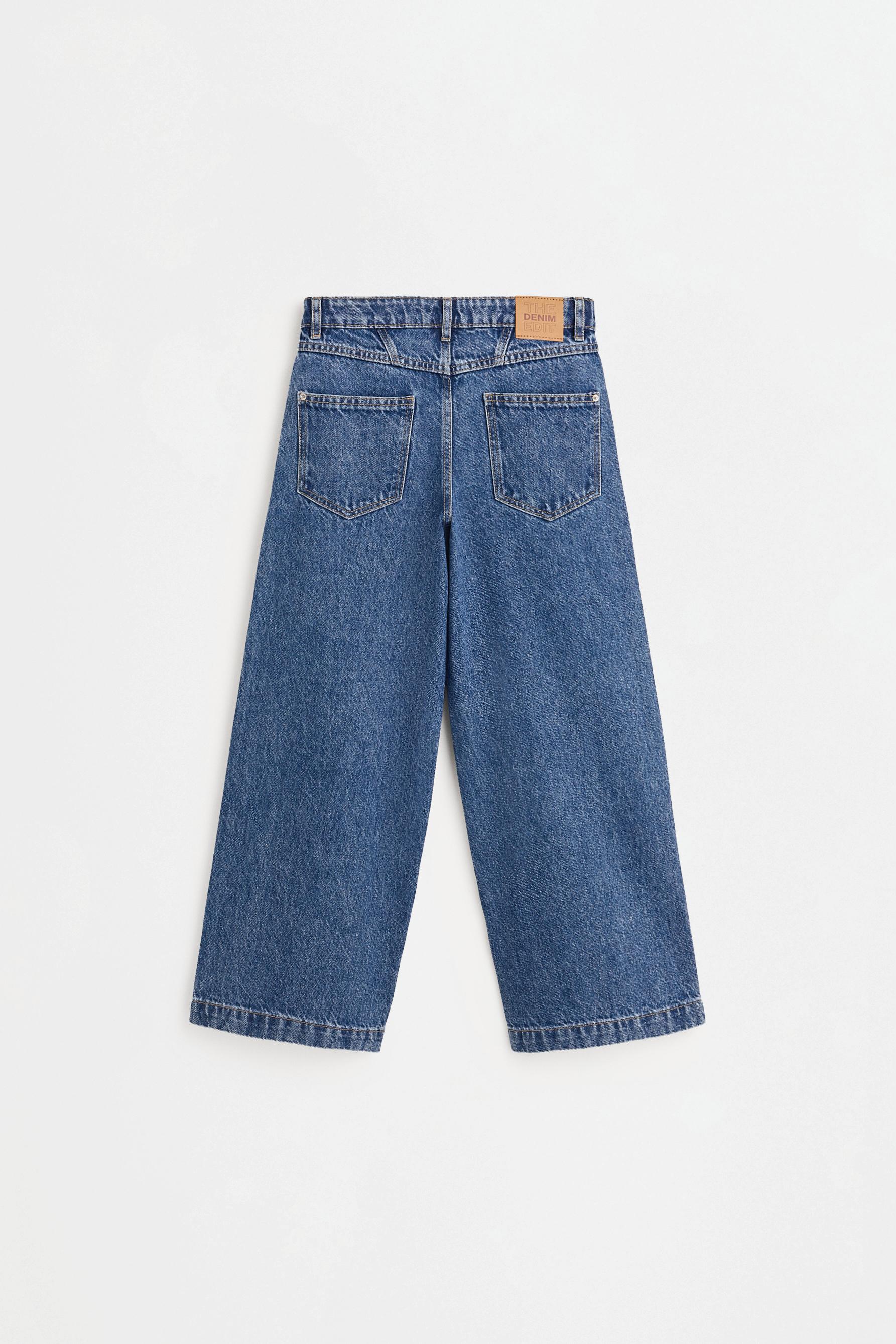 Wide-leg jeans with rhinestones — DARK BLUE
