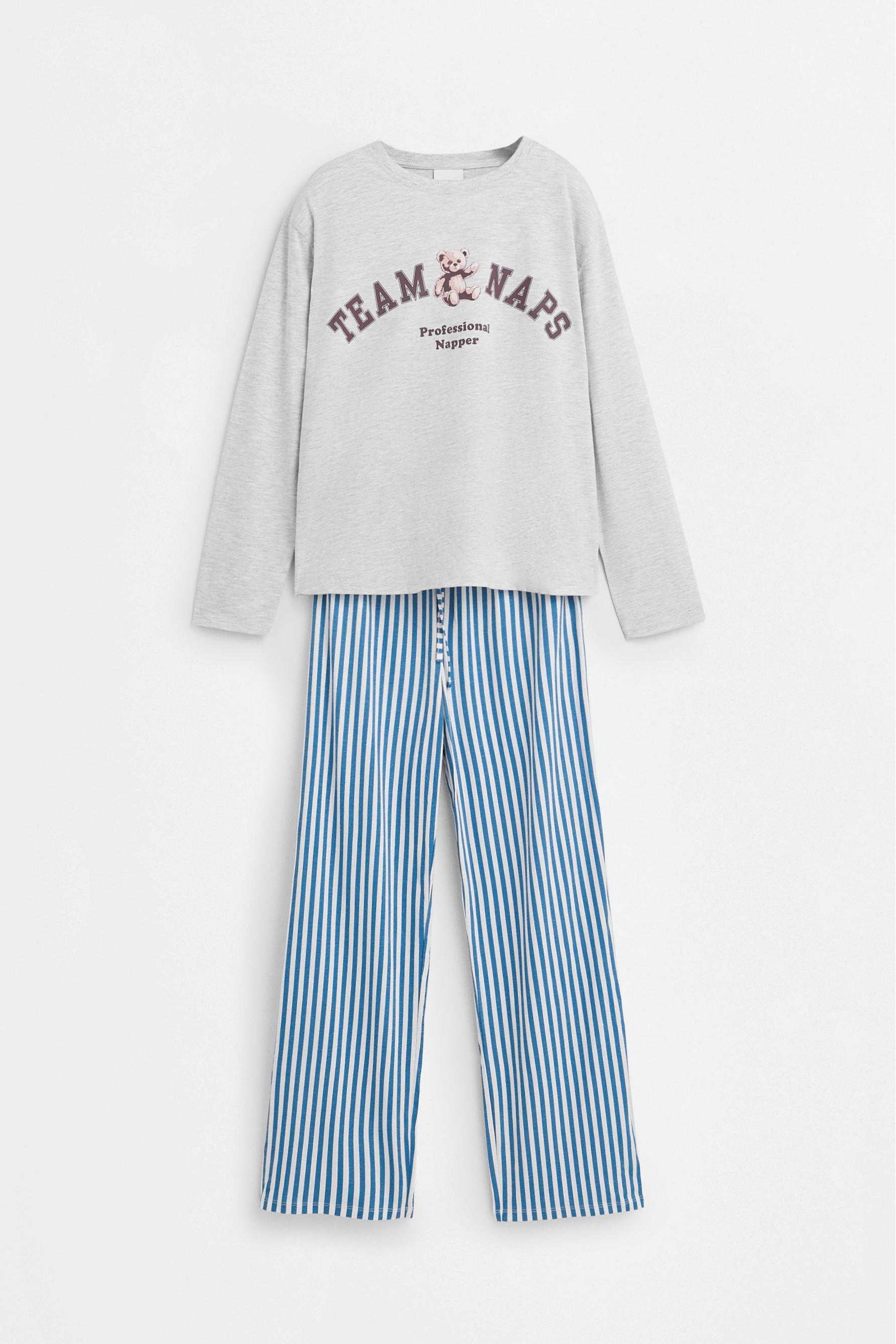 Long printed pyjamas — GREY/BLUE