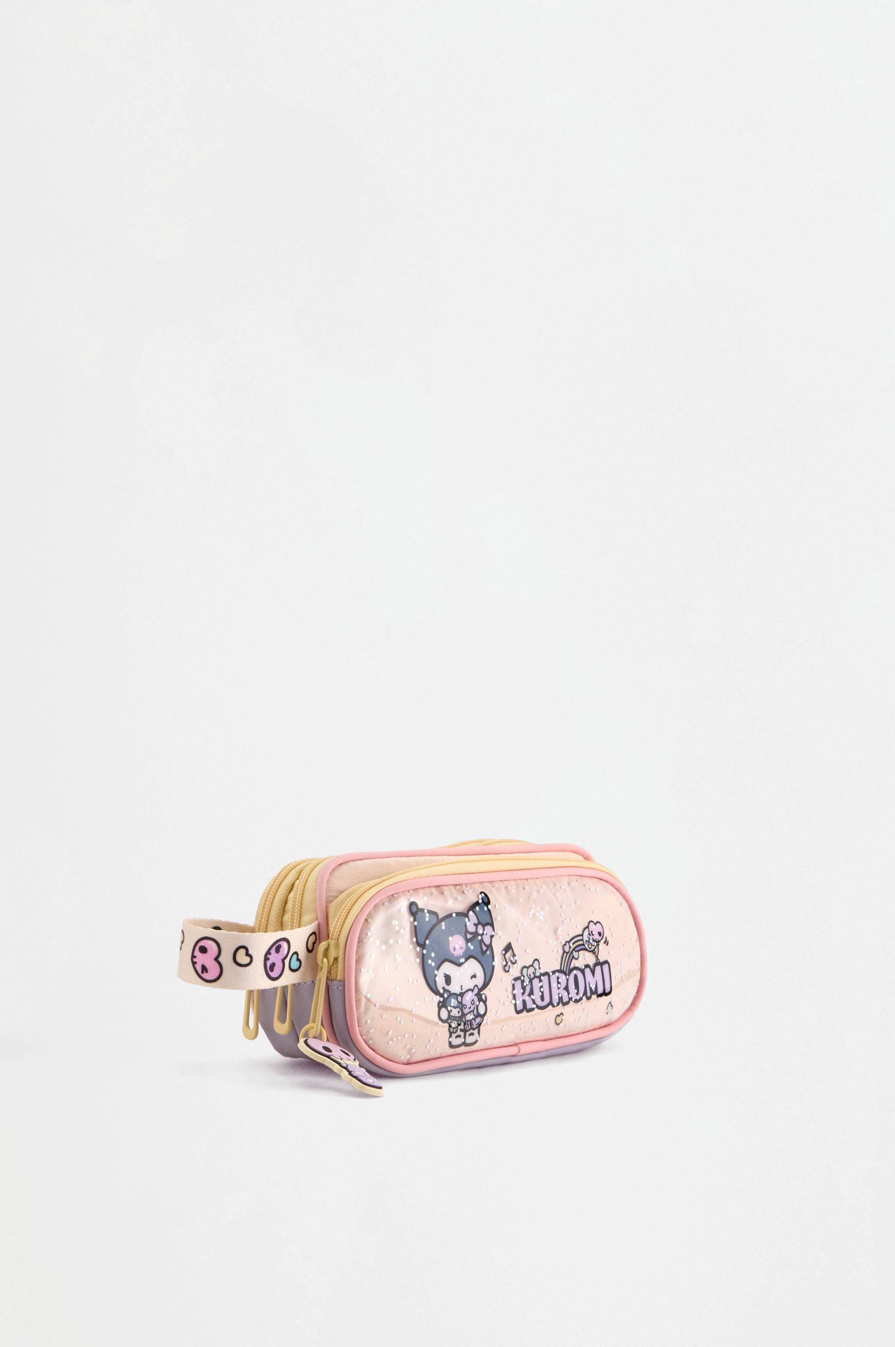 Kuromi ©SANRIO triple-zip case — ECRU